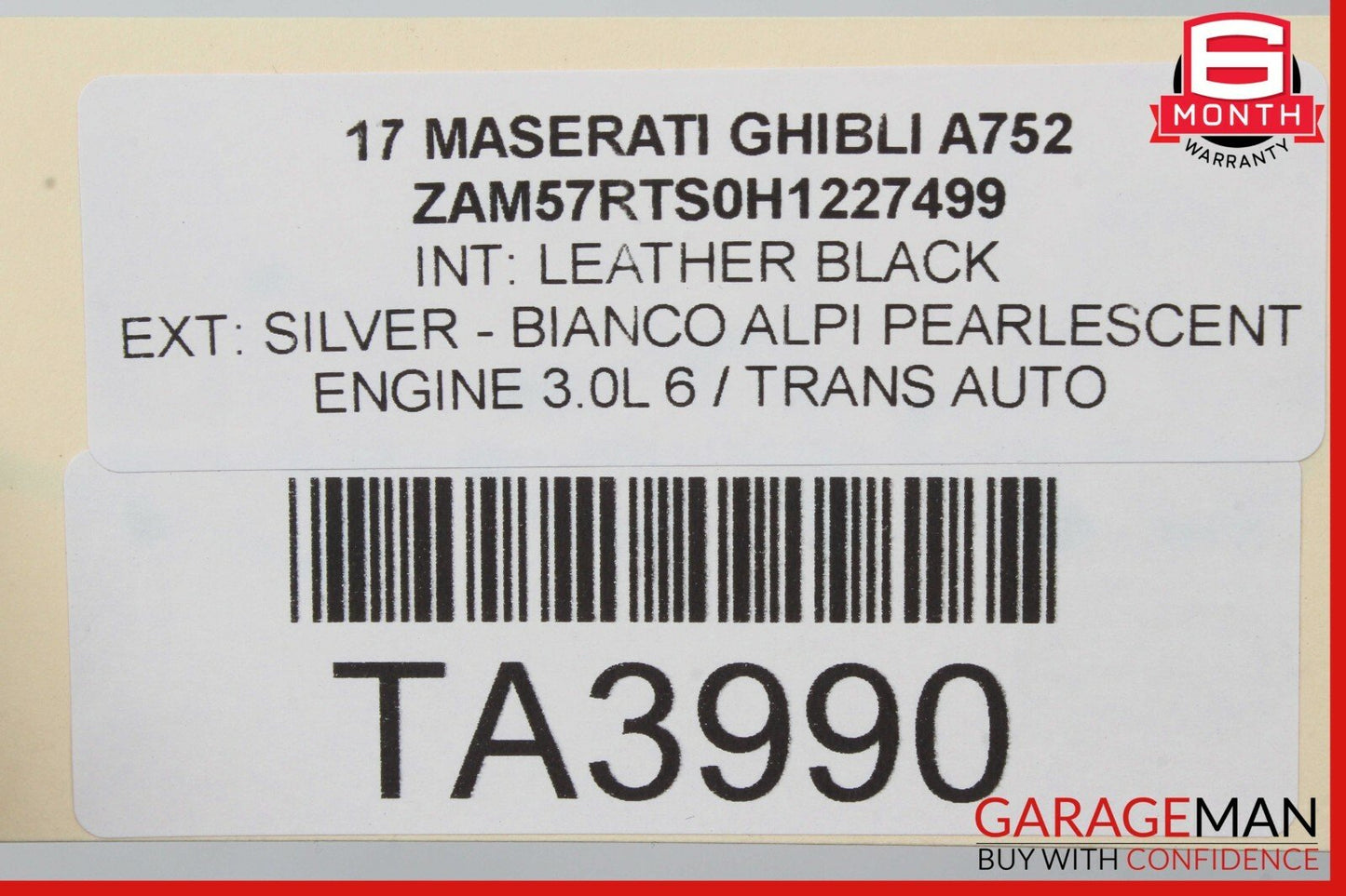 14-17 Maserati Ghibli Rear Right Passenger Side Exterior Door Shell Frame Panel