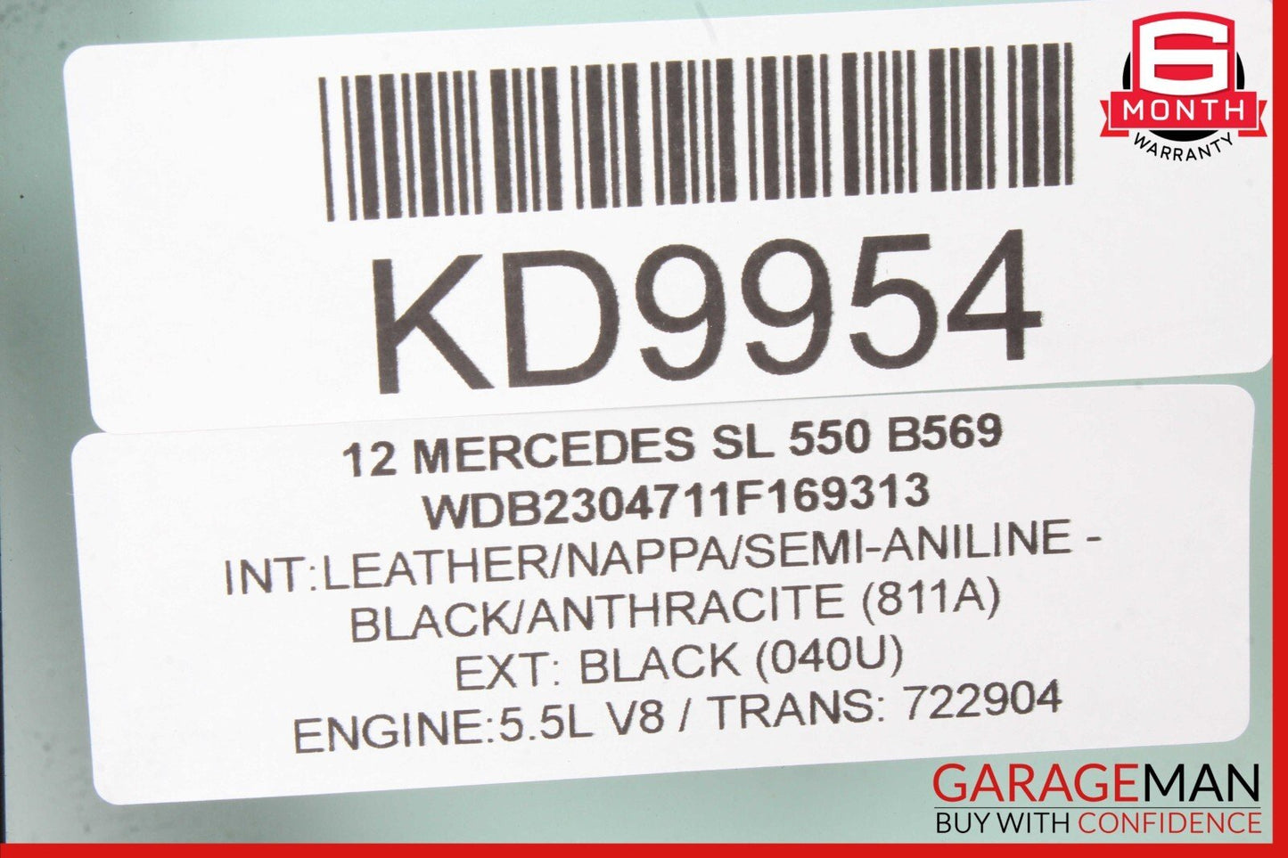 03-12 Mercedes R230 SL550 SL600 Rear Right Side Door Window Quarter Auto Glass