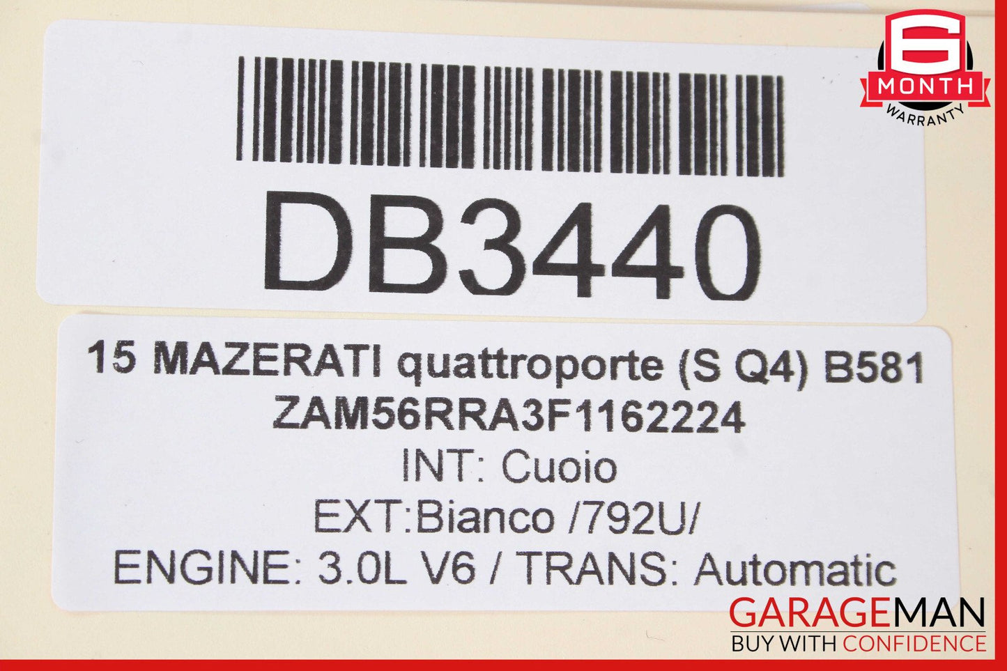 14-18 Maserati Quattroporte Rear Left Top Upper Seat Cushion Cover Assy OEM