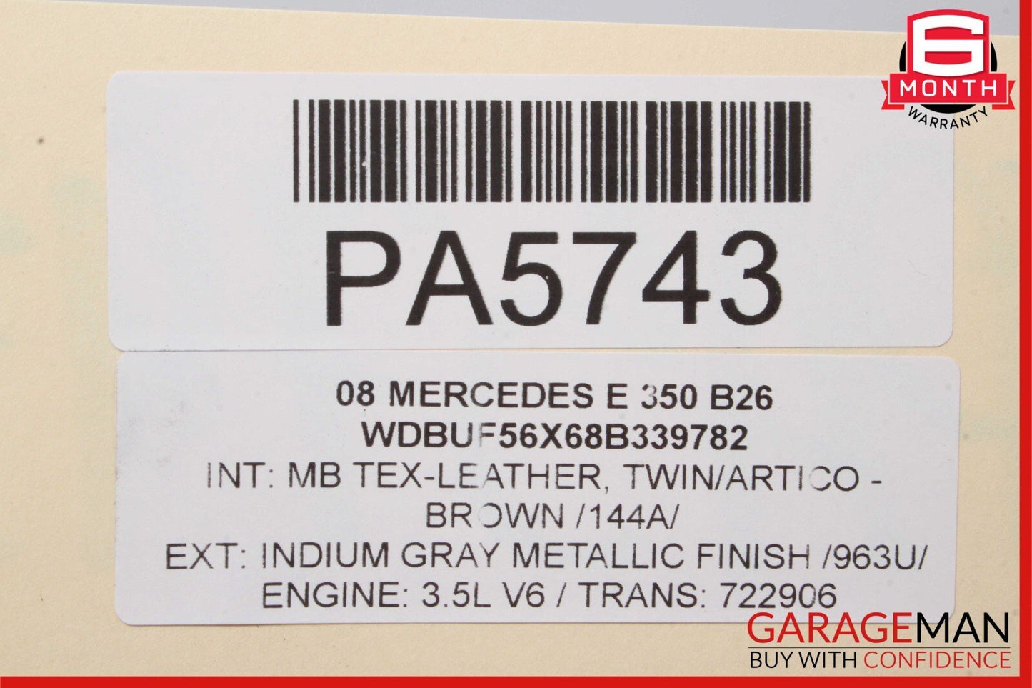 07-09 Mercedes W211 E350 Front Right Interior Door Panel Trim Assembly Brown