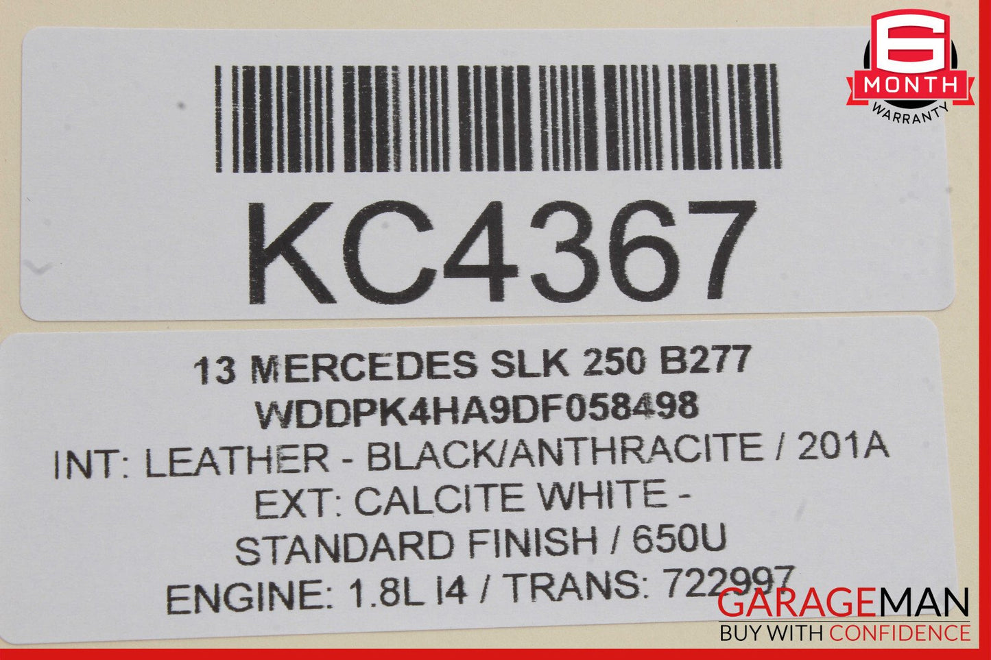 12-20 Mercedes R172 SLK250 Front Top Roof Lock Latch Cylinder Set OEM