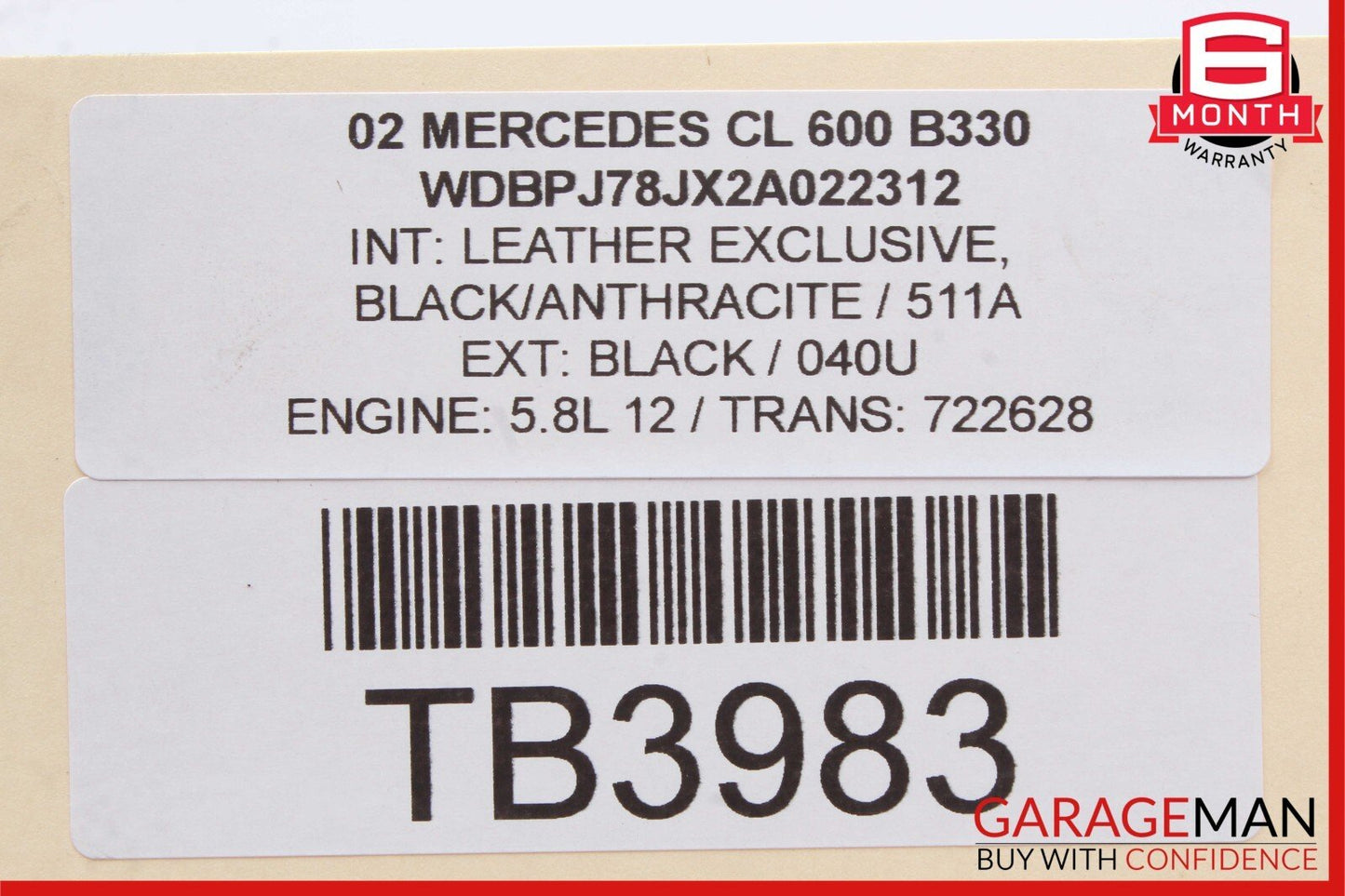 00-03 Mercedes W215 CL600 AC A/C Air Conditioning Compressor OEM GE447220-9151
