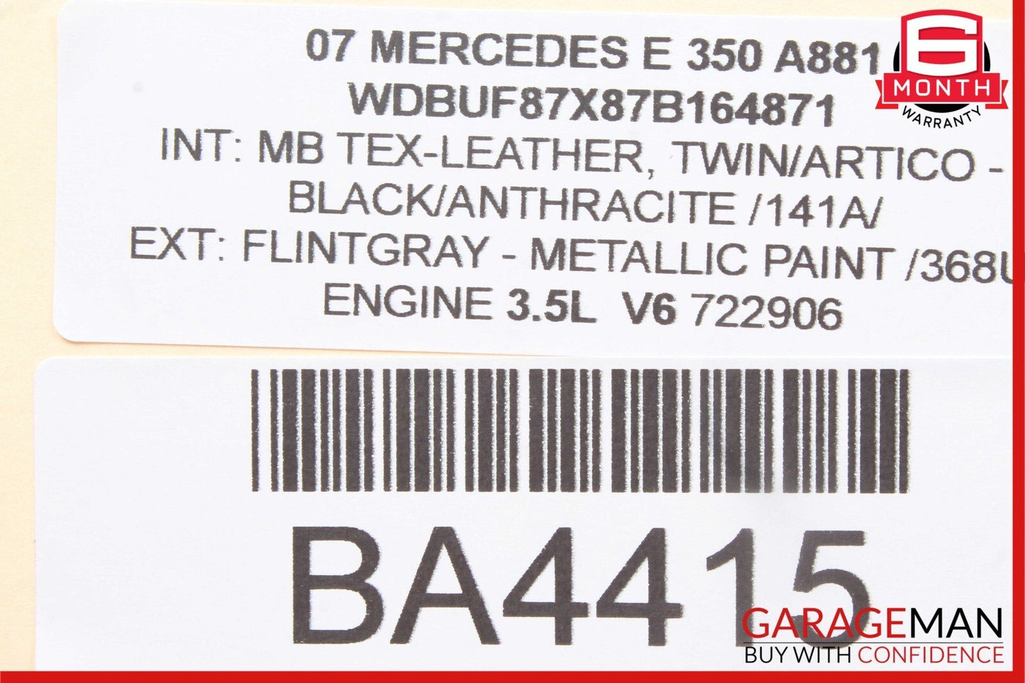 07-09 Mercedes W211 E350 Front Right Seatbelt Seat Belt Retractor Black OEM