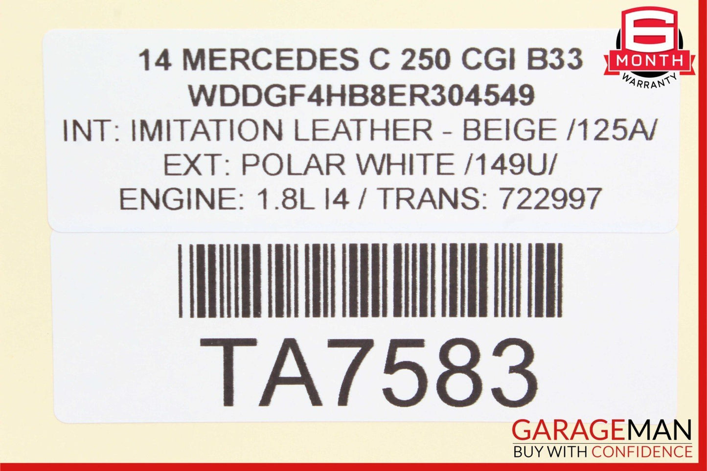 12-15 Mercedes W204 C250 Front Left Driver Side Exterior Door Handle White OEM
