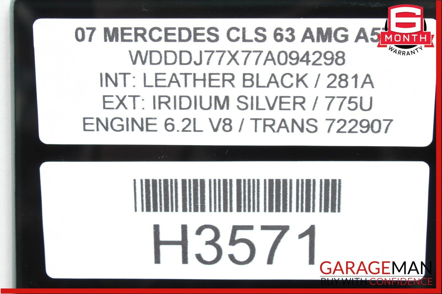 06-11 Mercedes W219 CLS63 AMG Rear Right Passenger Side Door Window Auto Glass