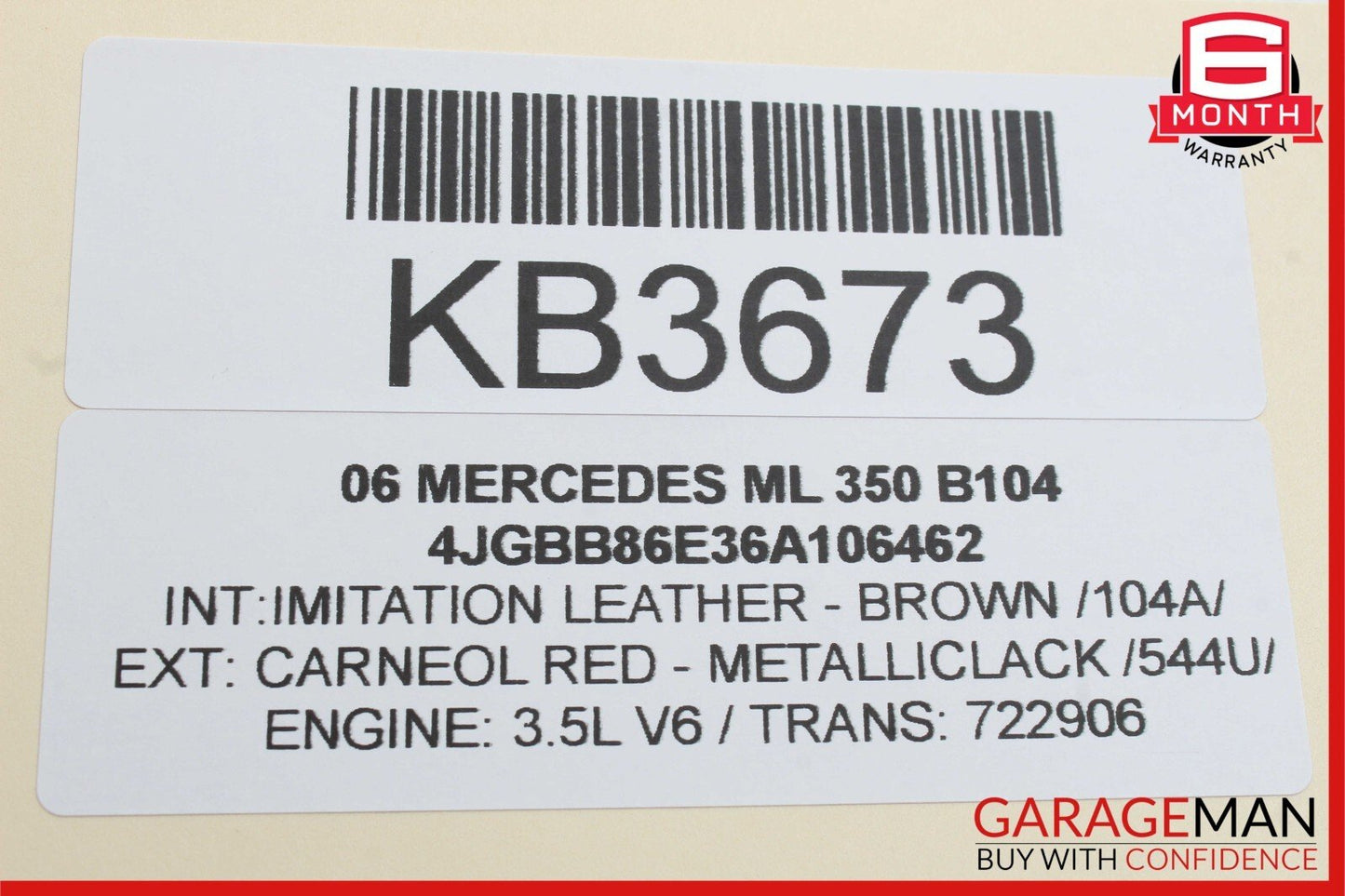 06-12 Mercedes W164 ML350 GL450 Front Right Exterior Door Handle Carneol Red OEM