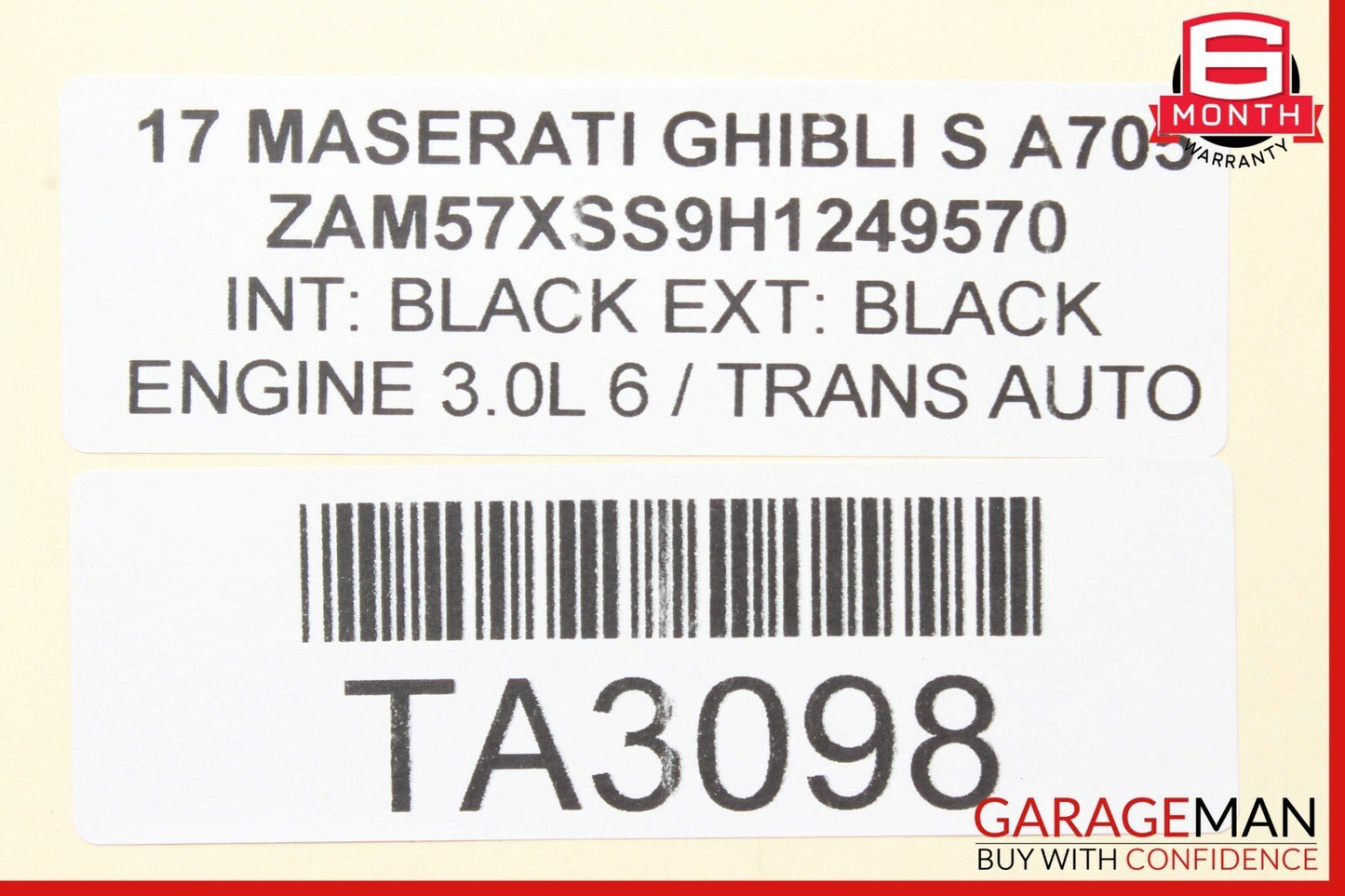 14-17 Maserati Ghibli Front Right Passenger Side Exterior Door Shell Black