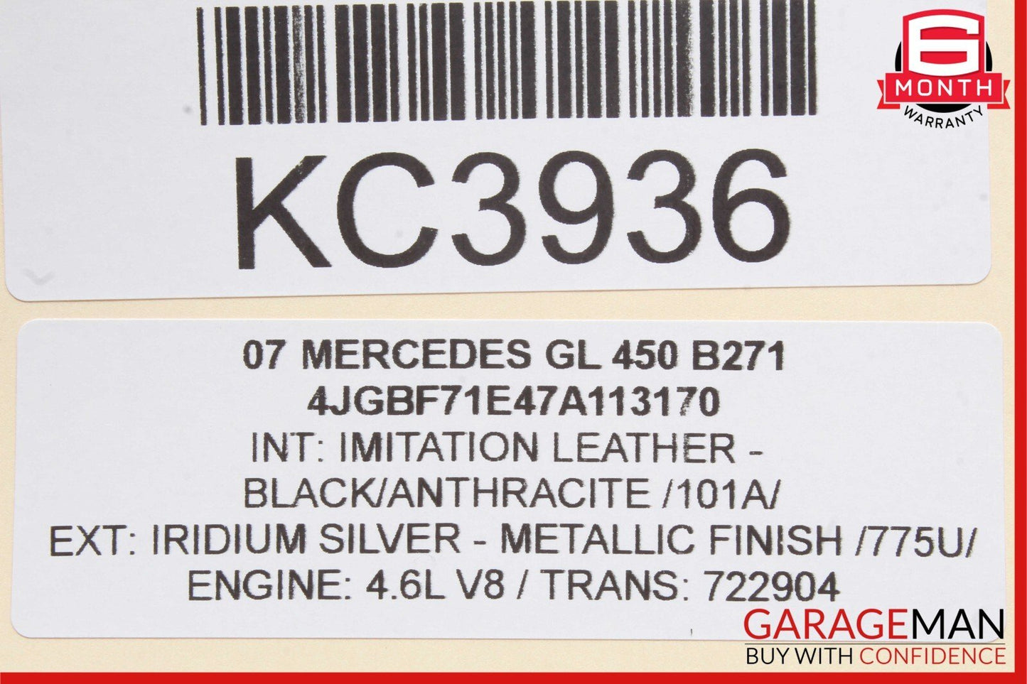 06-08 Mercedes X164 GL450 ML350 R350 Driver Steering Wheel Airbag Black OEM