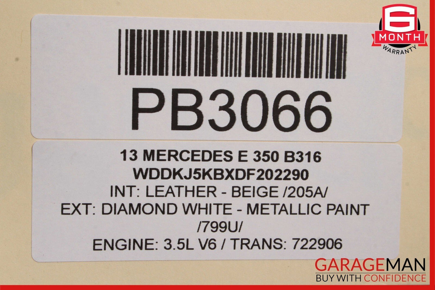 10-13 Mercedes W212 E350 E550 E400 Rear Left Interior Door Panel Assy Beige