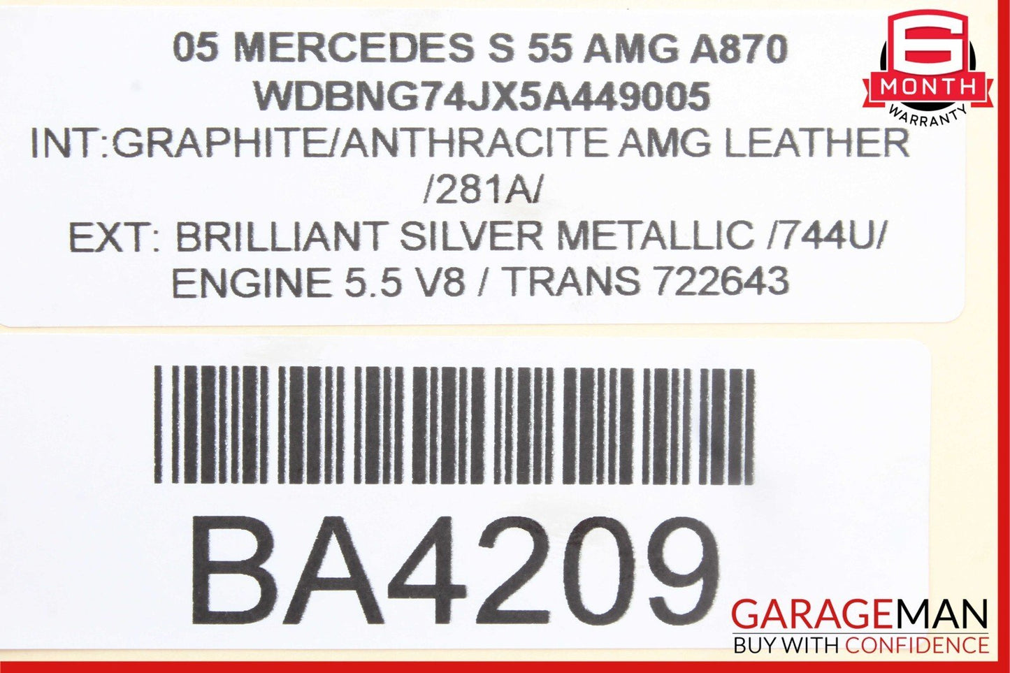 03-06 Mercedes W220 S600 S55 S65 AMG Oil Cooler Fan Motor 0015004793 OEM