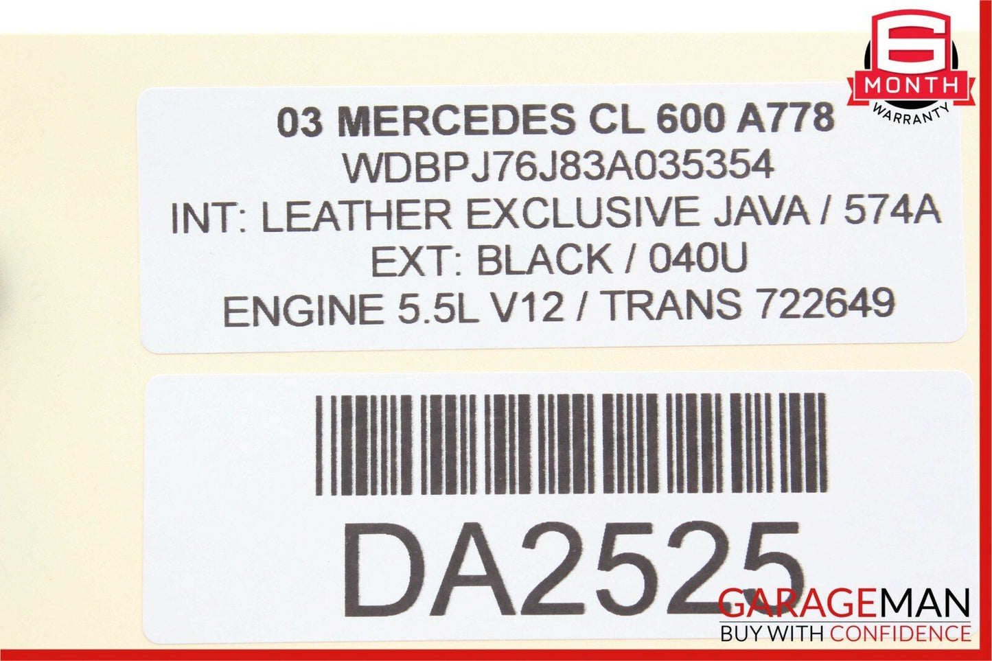 02-06 Mercedes W215 CL600 CL65 AMG Front Right Seat Belt Retractor Saffron OEM