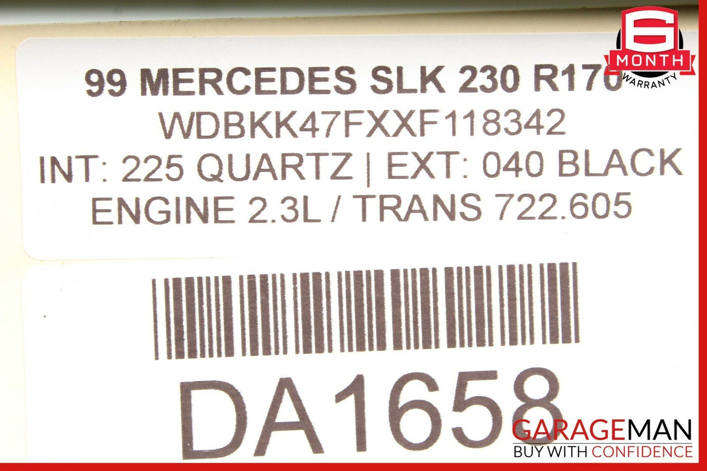 97-04 Mercedes R170 SLK230 Rear Right Passenger Side Window Regulator Motor OEM
