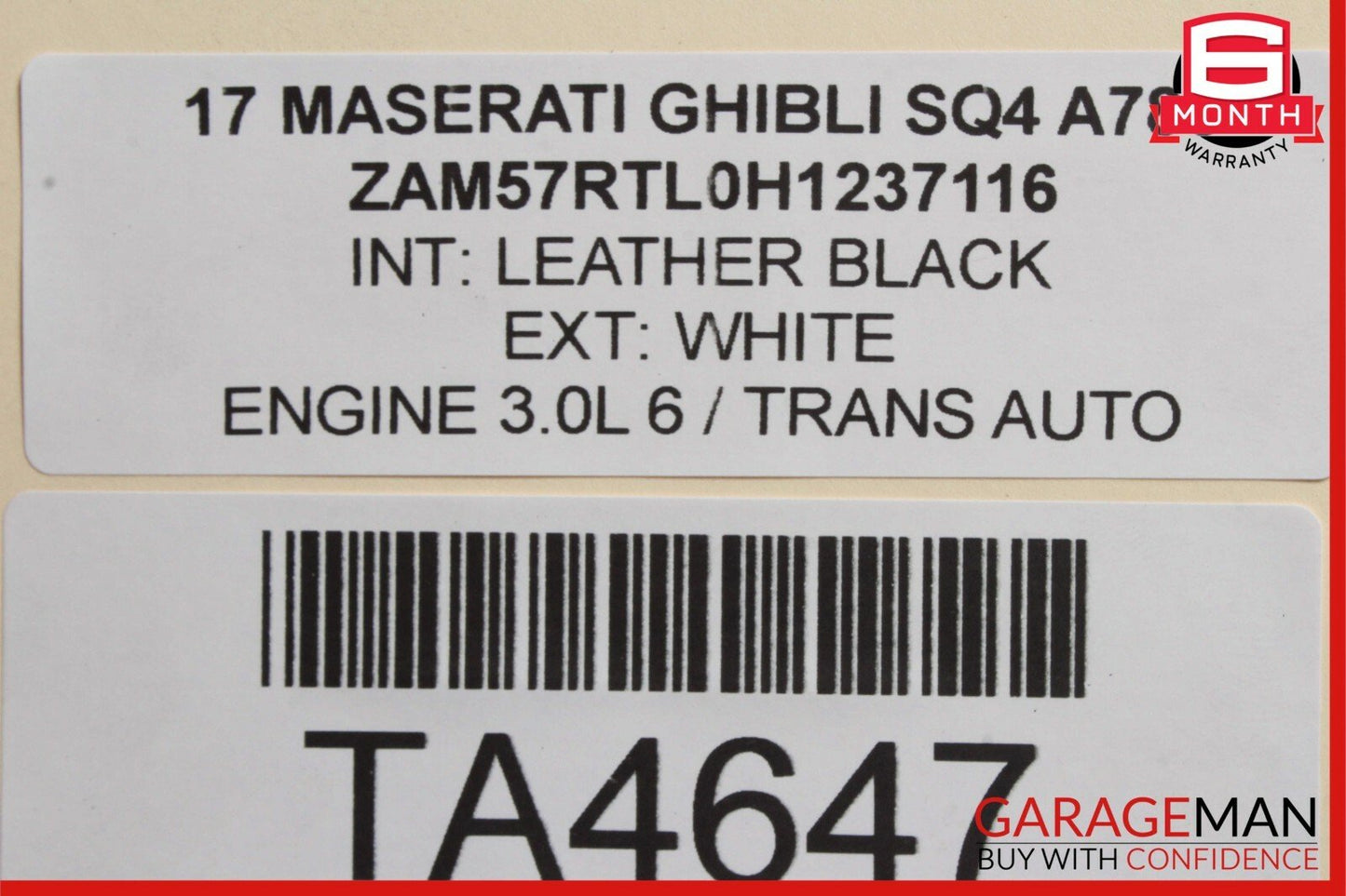 14-17 Maserati Ghibli Front Right Passenger Side Exterior Door Shell White