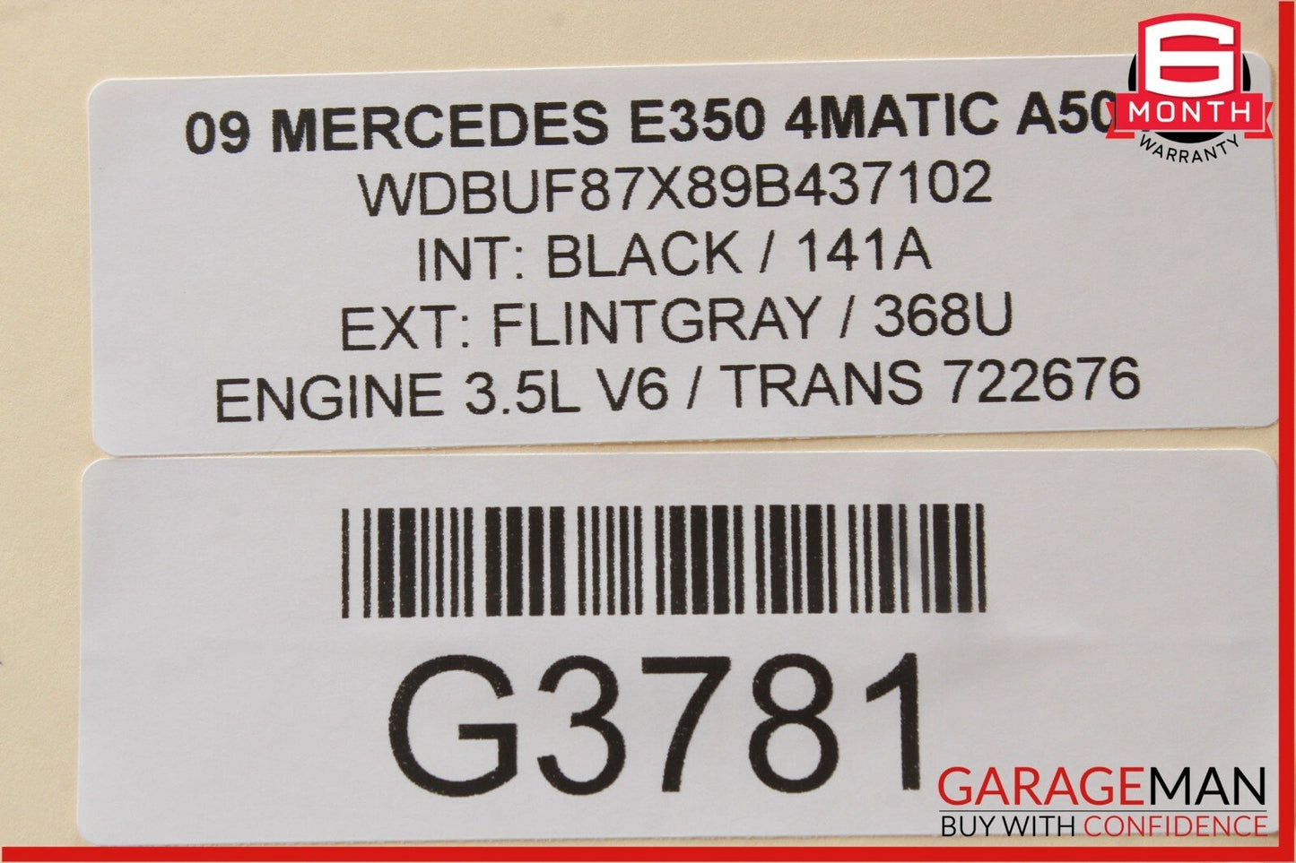 03-09 Mercedes W211 E350 Rear Right Passenger Side Door Window Regulator Motor