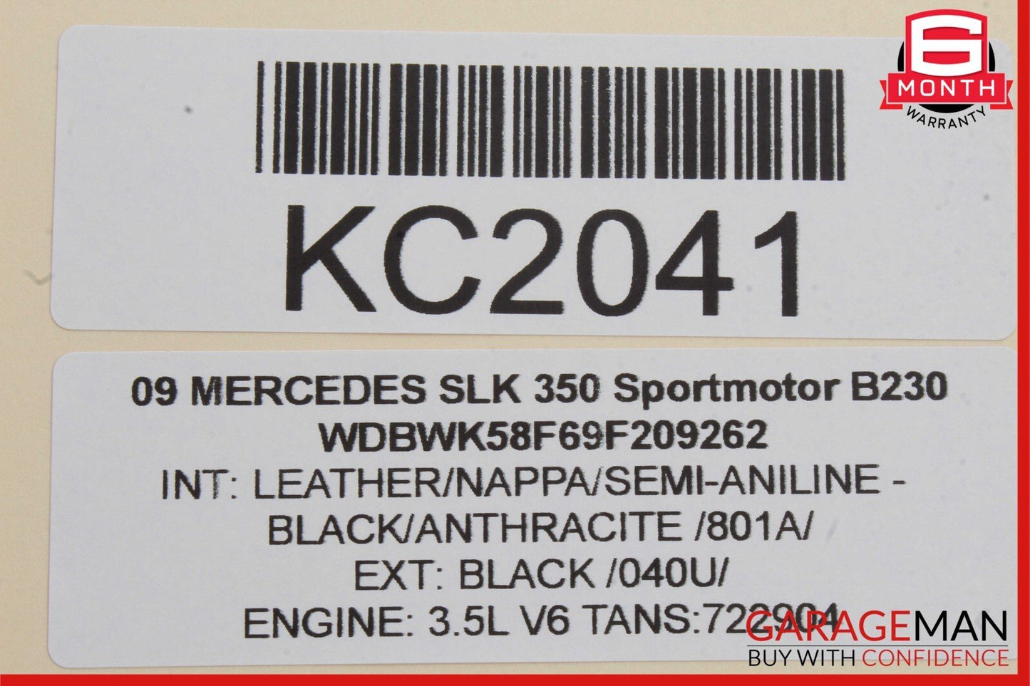 05-11 Mercedes R171 SLK350 Interior Rear View Mirror Auto Dim Black OEM