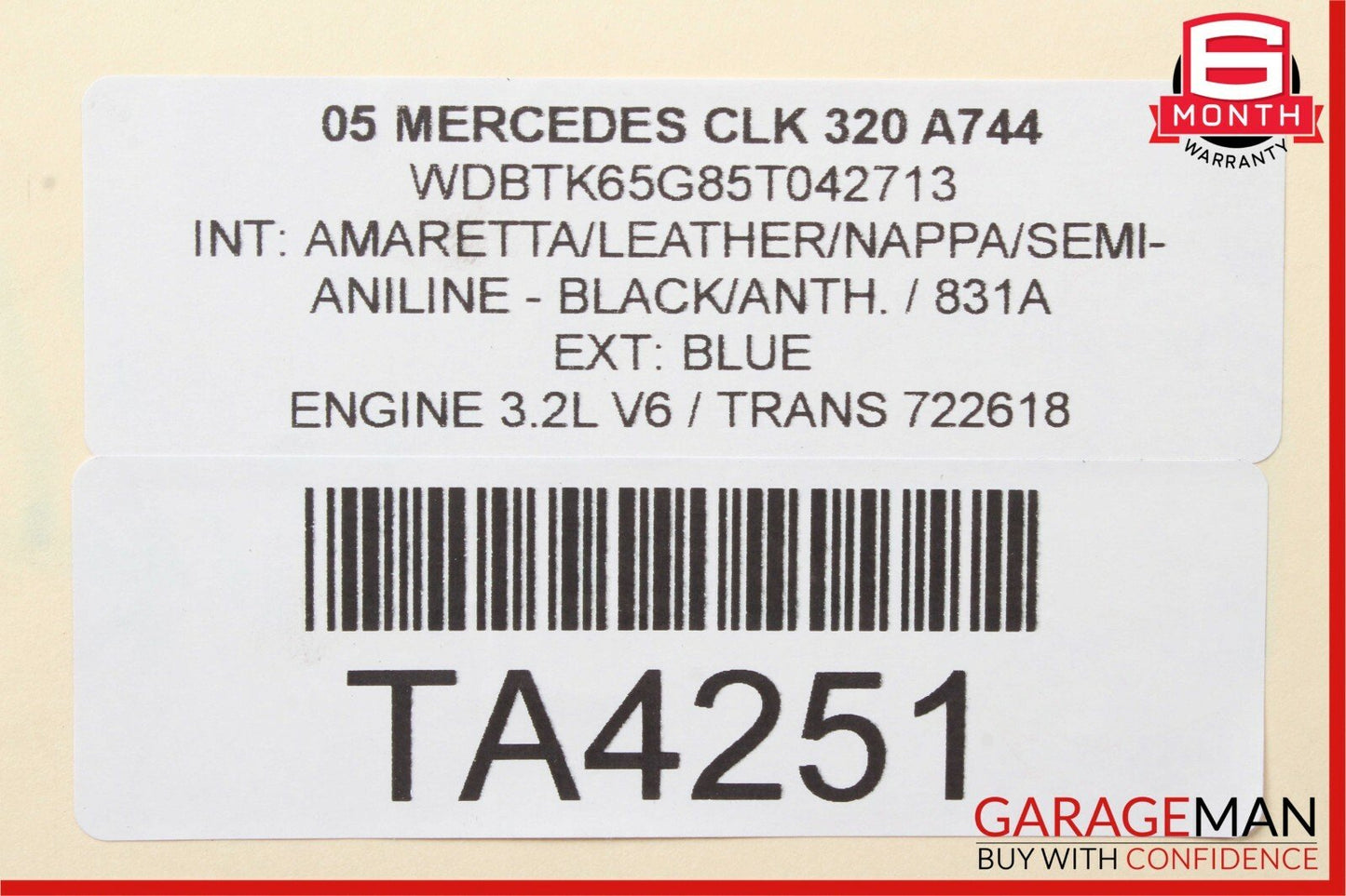 1998-2005 Mercedes W209 CLK320 RWD 3.2L V6 M112 Engine Motor Assembly OEM 120K