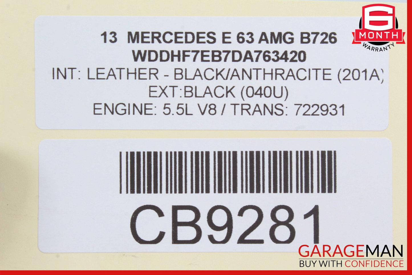 10-18 Mercedes W212 E63 Overhead Dome Light Lamp Black 2129009512 OEM