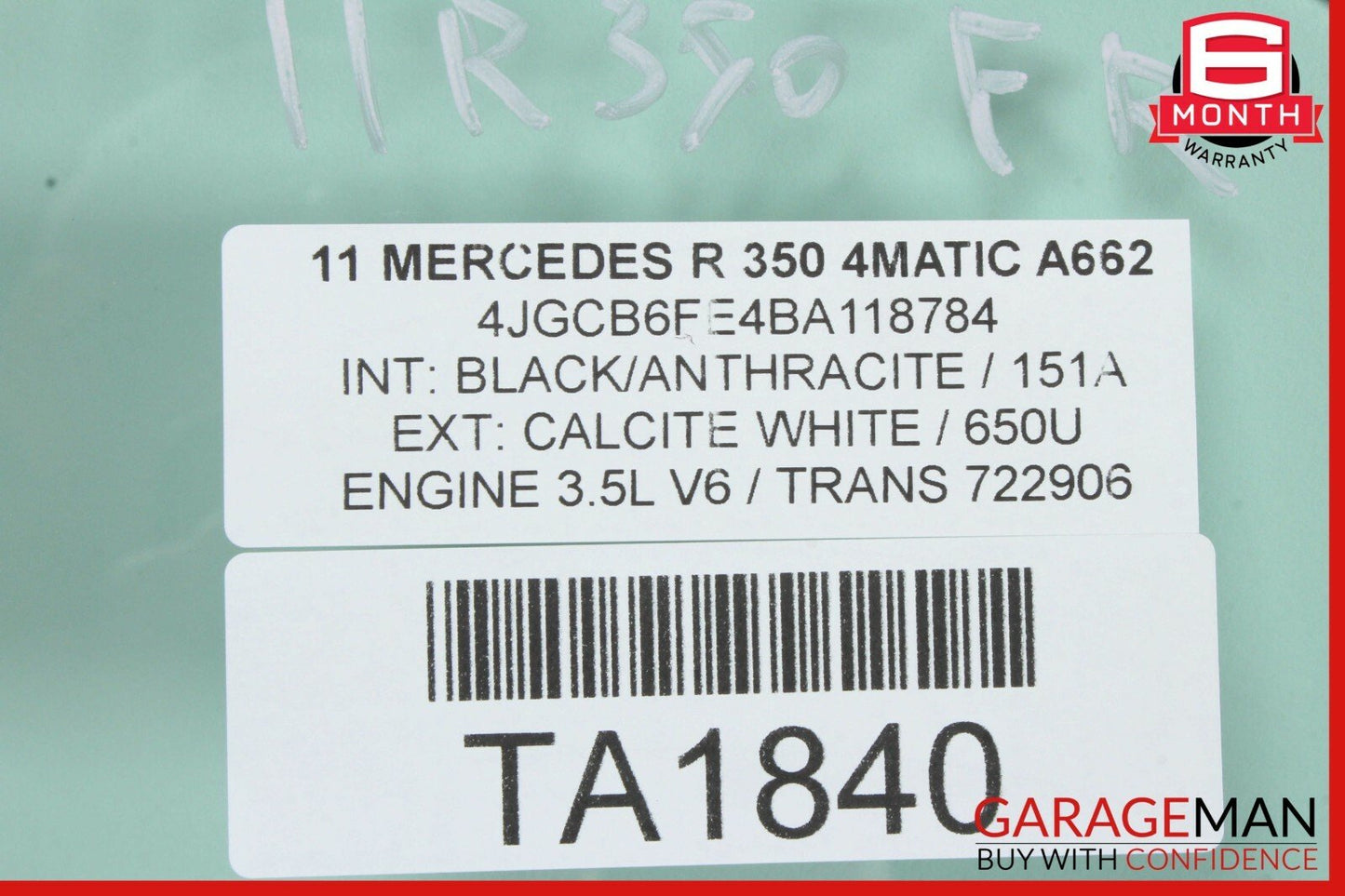 06-10 Mercedes W251 R350 R550 Front Right Passenger Side Door Window Auto Glass