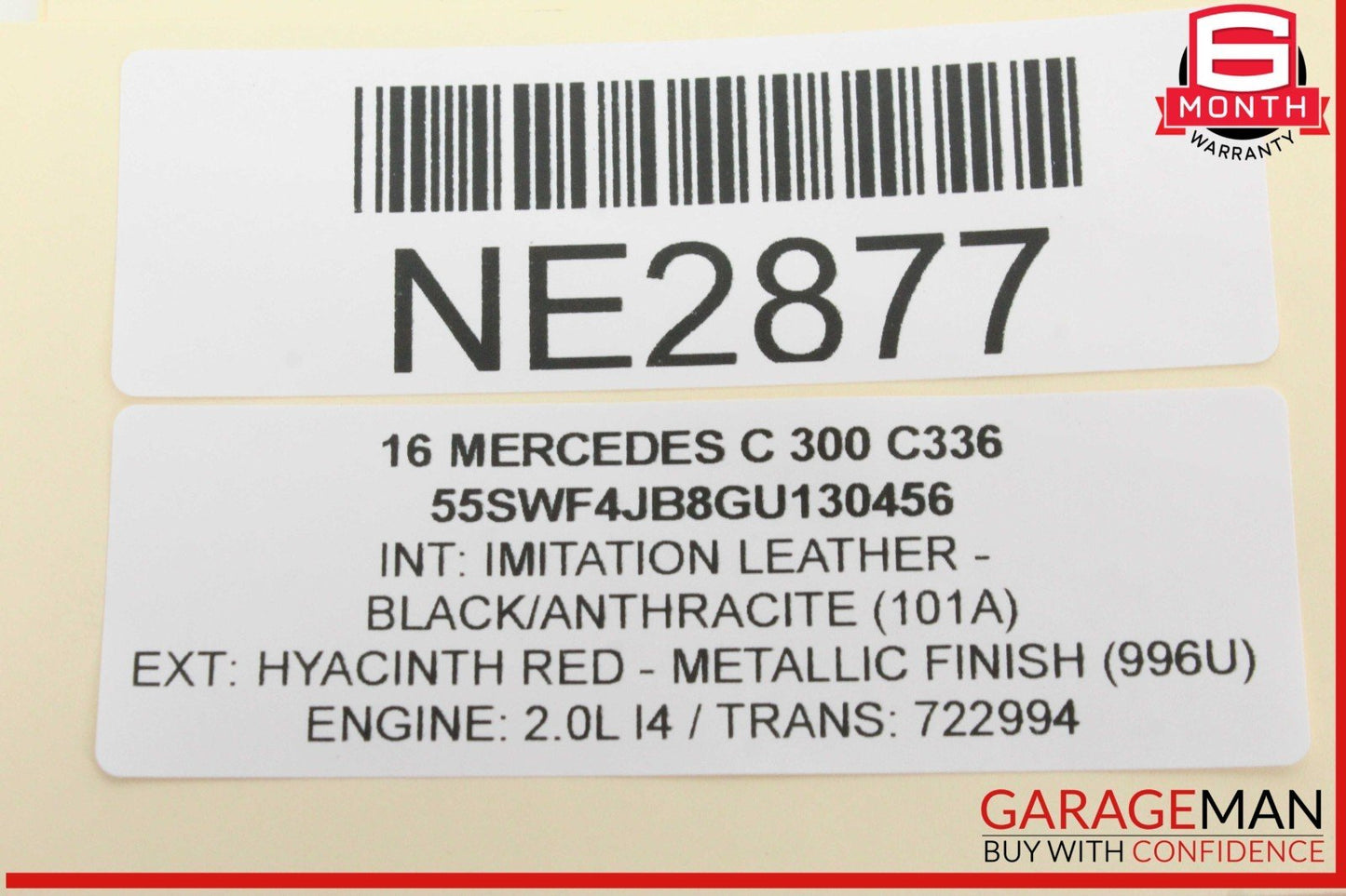 15-20 Mercedes W205 C300 Rear Left Driver Side Exterior Door Handle Red OEM