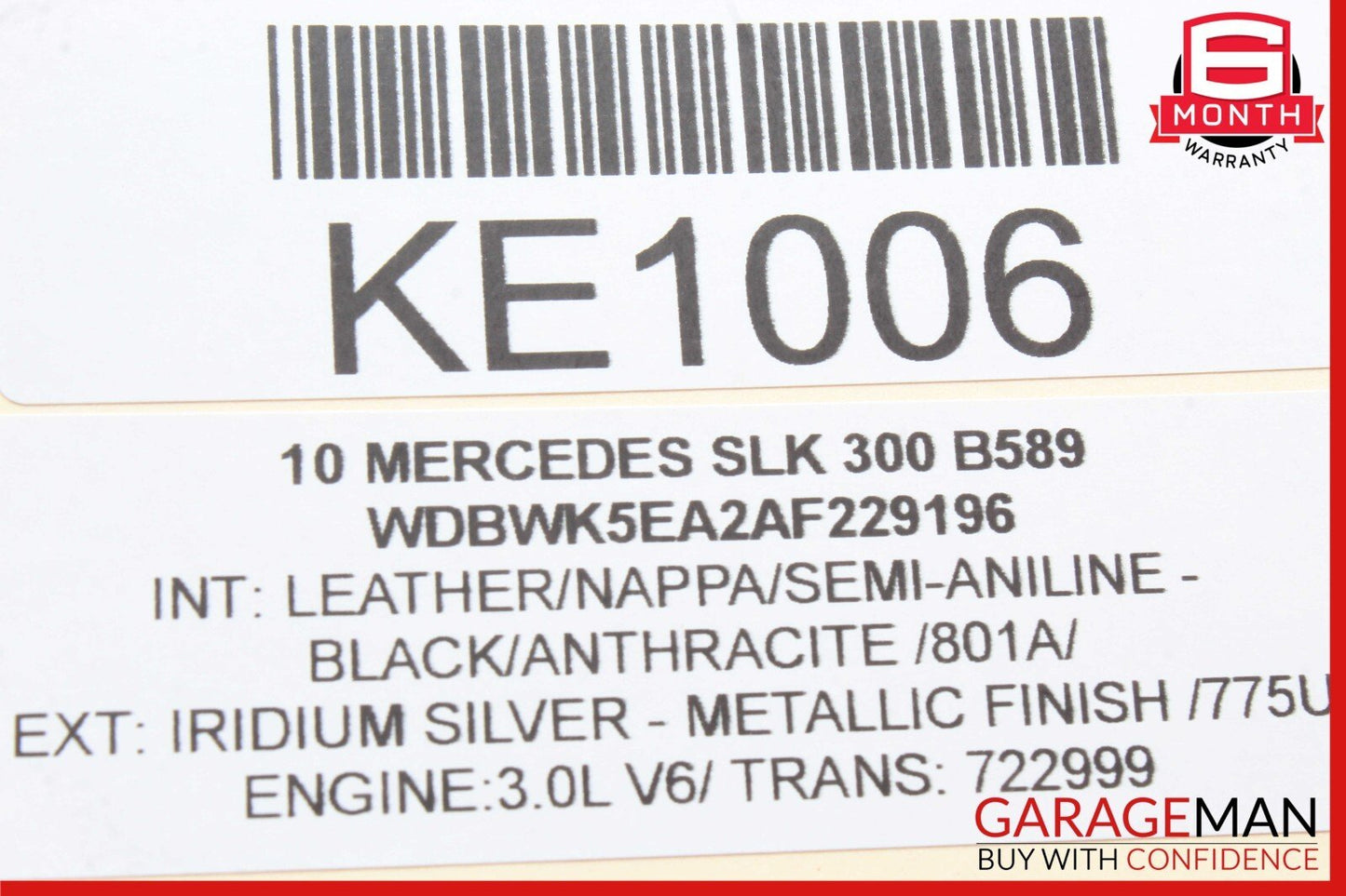 05-11 Mercedes R171 SLK300 Front Left Driver Sun Visor Sunvisor Shade Black OEM