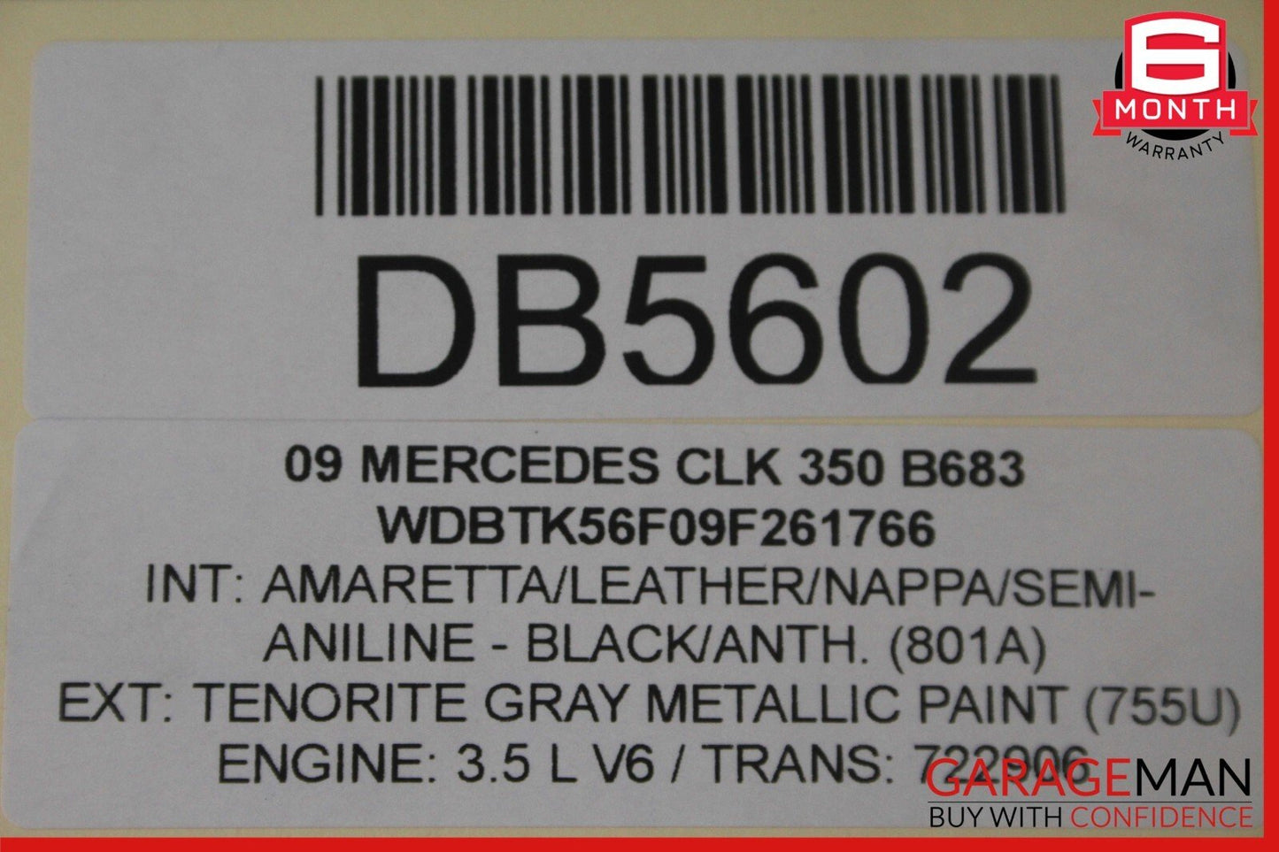 03-09 Mercedes W209 CLK320 CLK500 Front Right Side Top Upper Seat Cushion OEM