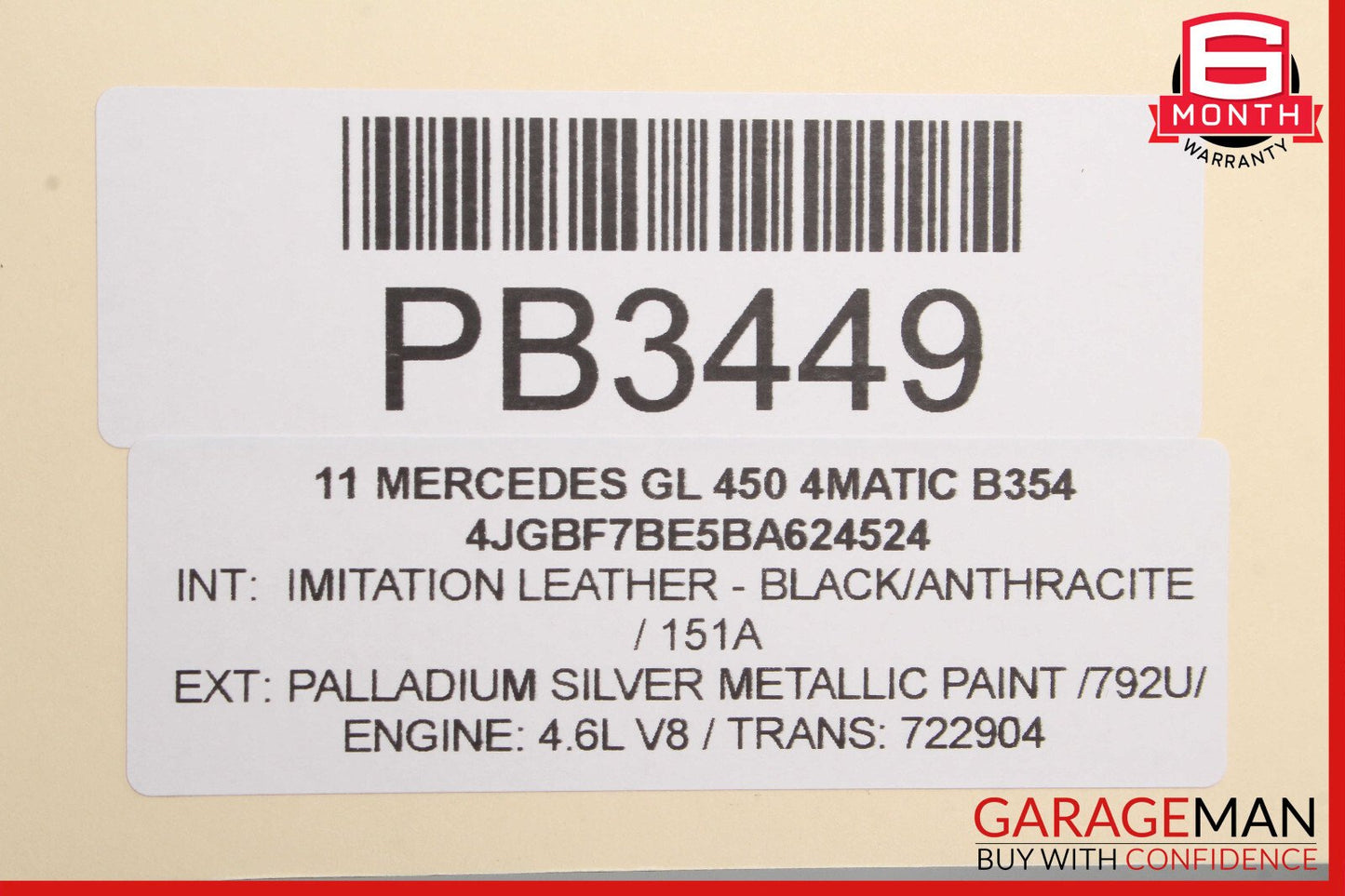 07-12 Mercedes X164 GL450 GL350 Top Upper Seat Cushion Front Right Passenger OEM
