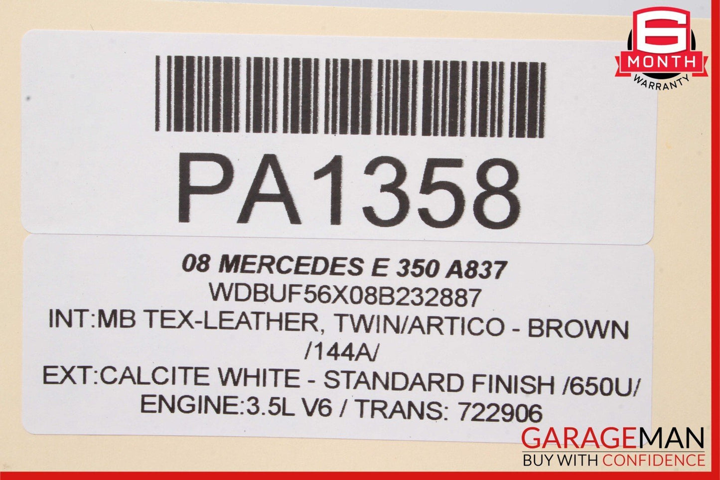 07-09 Mercedes W211 E350 Front Right Side Interior Door Trim Cover Panel Brown