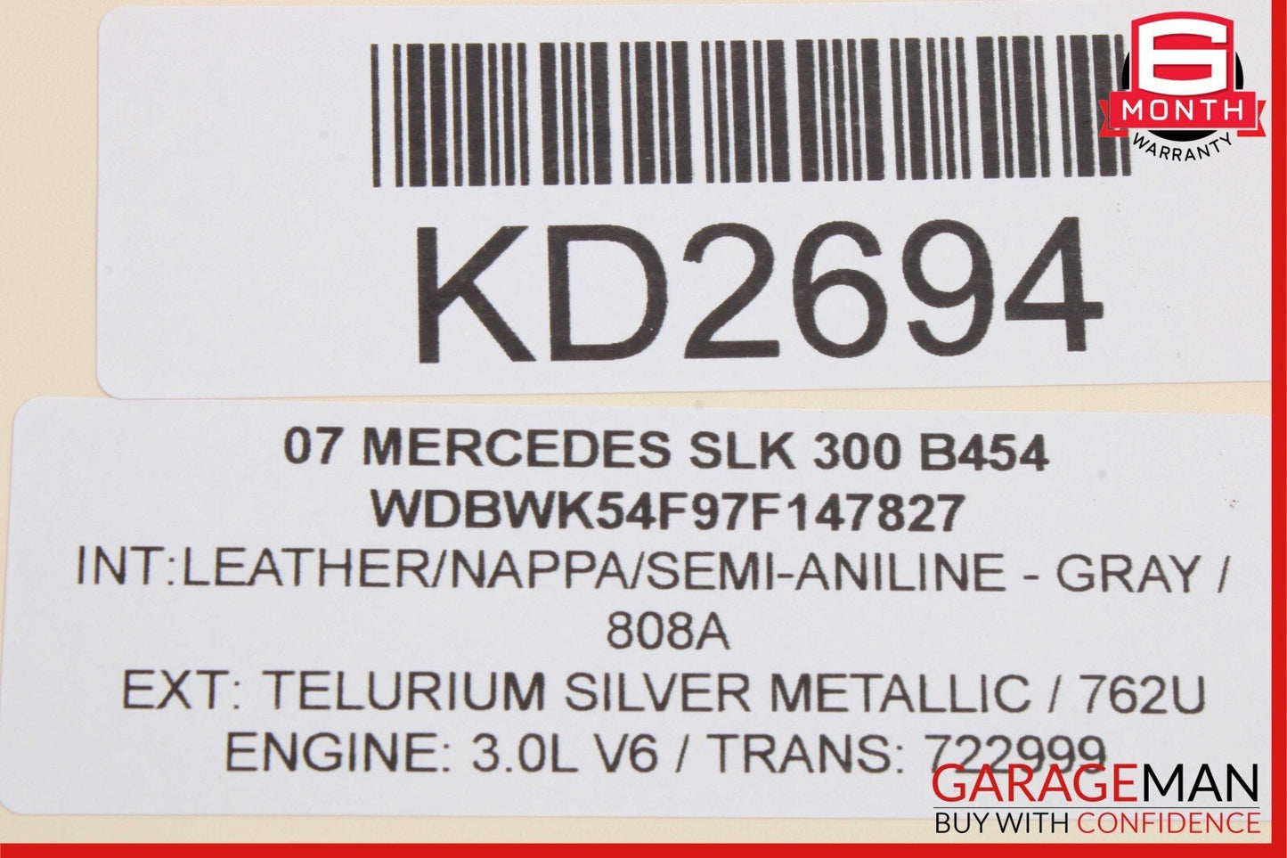 05-11 Mercedes R171 SLK300 SLK350 Power Brake Booster Master Cylinder Reservoir