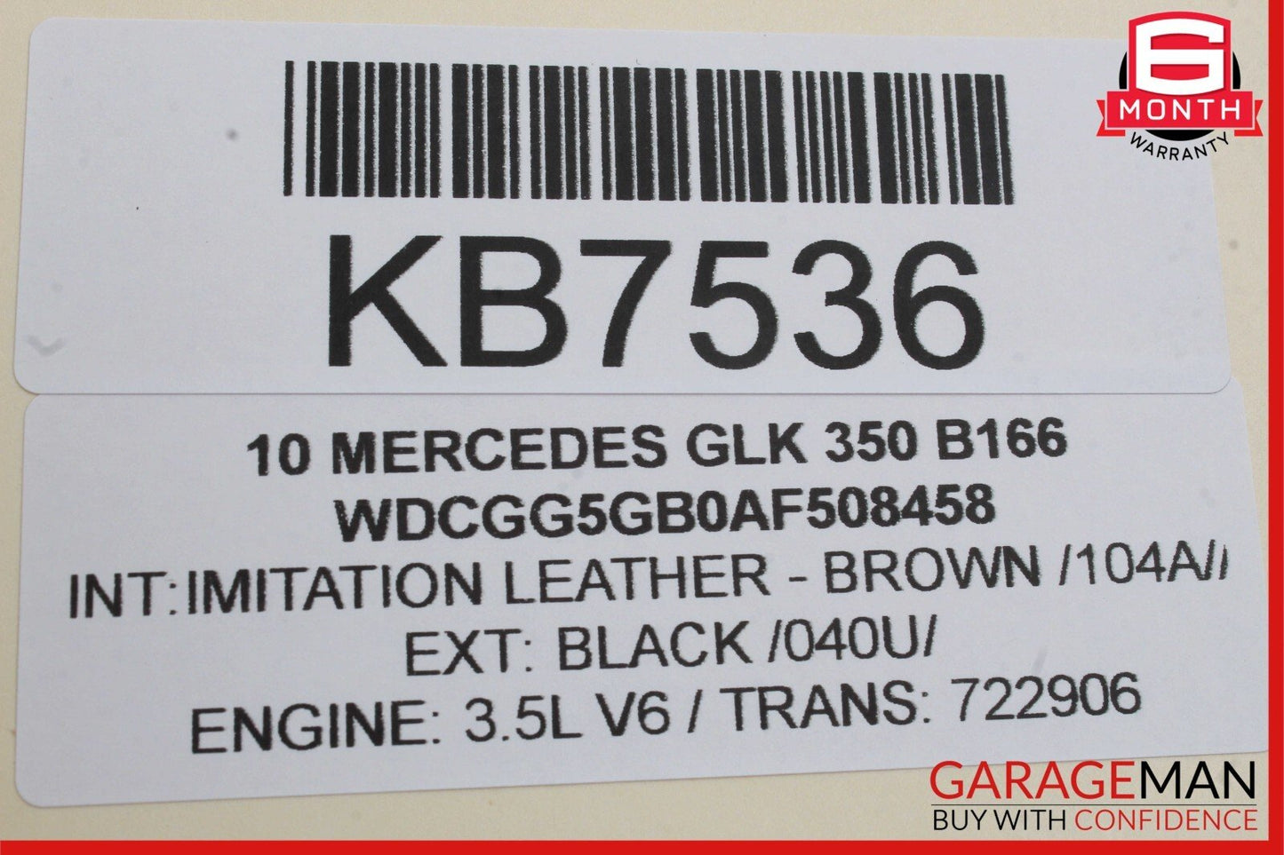 08-16 Mercedes X204 GLK350 E350 Rear Right Door Window Regulator Motor Unit OEM