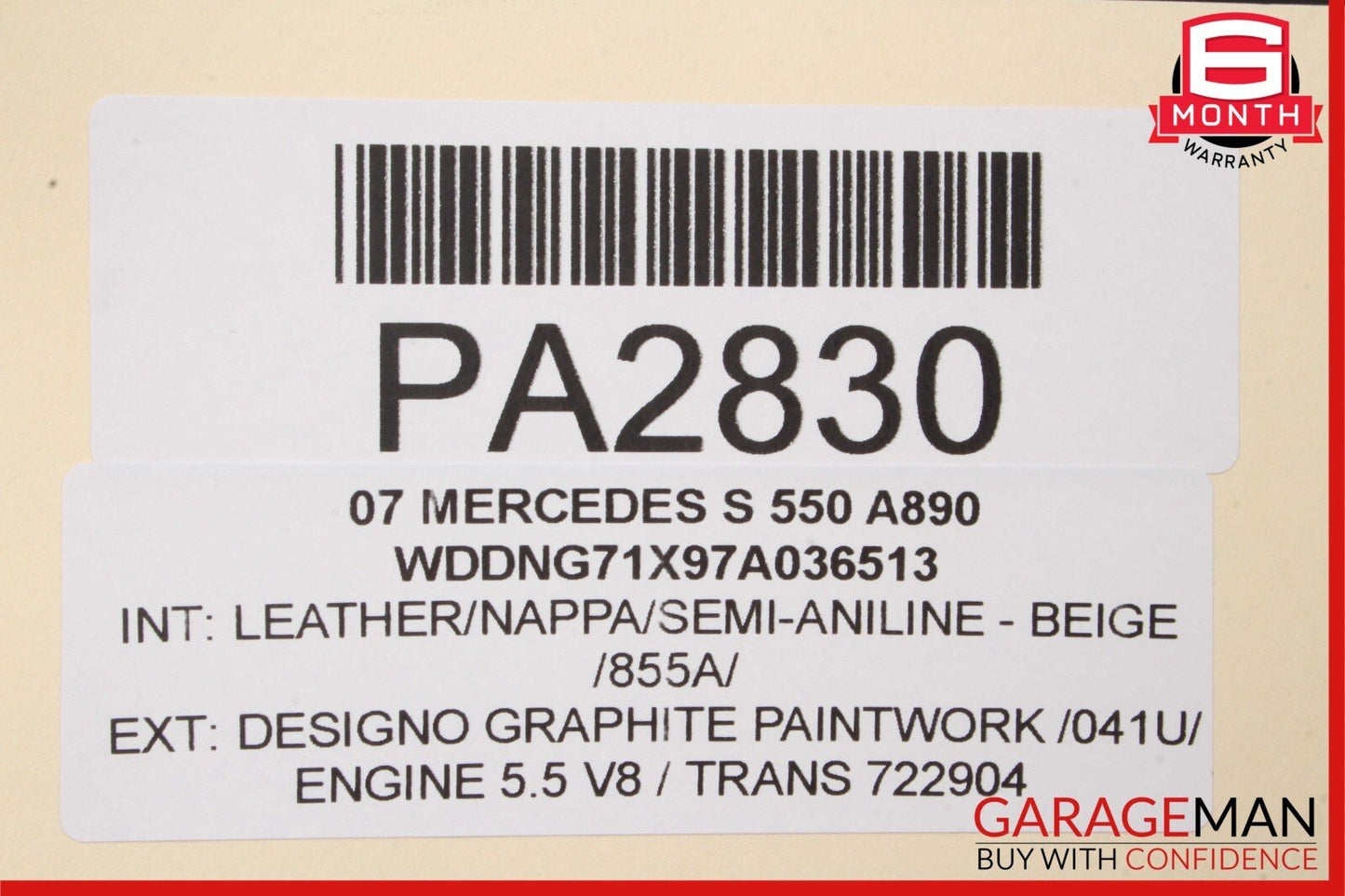 07-09 Mercedes W221 S550 S450 Front Left / Right Top Upper Seat Cushion Beige