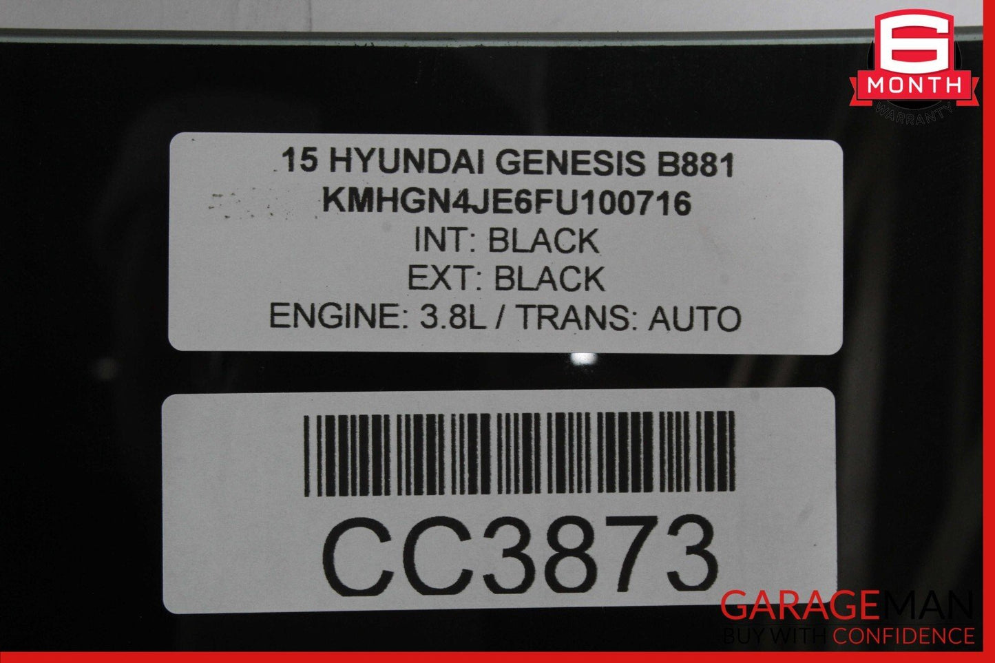 10-16 HYUNDAI GENESIS REAR WINDSHIELD BACK GLASS OEM