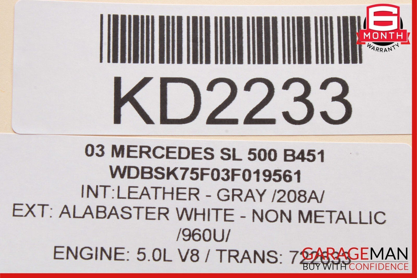 03-08 Mercedes R230 SL500 Rear Right Seat Belt Retractor Luggage w/ Speaker Gray
