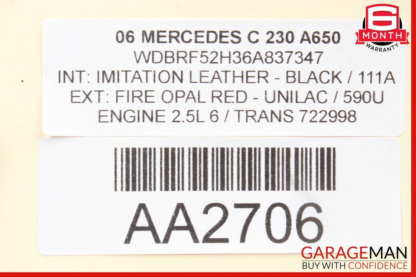 01-09 Mercedes W203 C240 C320 CLK320 Front Top Upper Rear View Mirror Grey