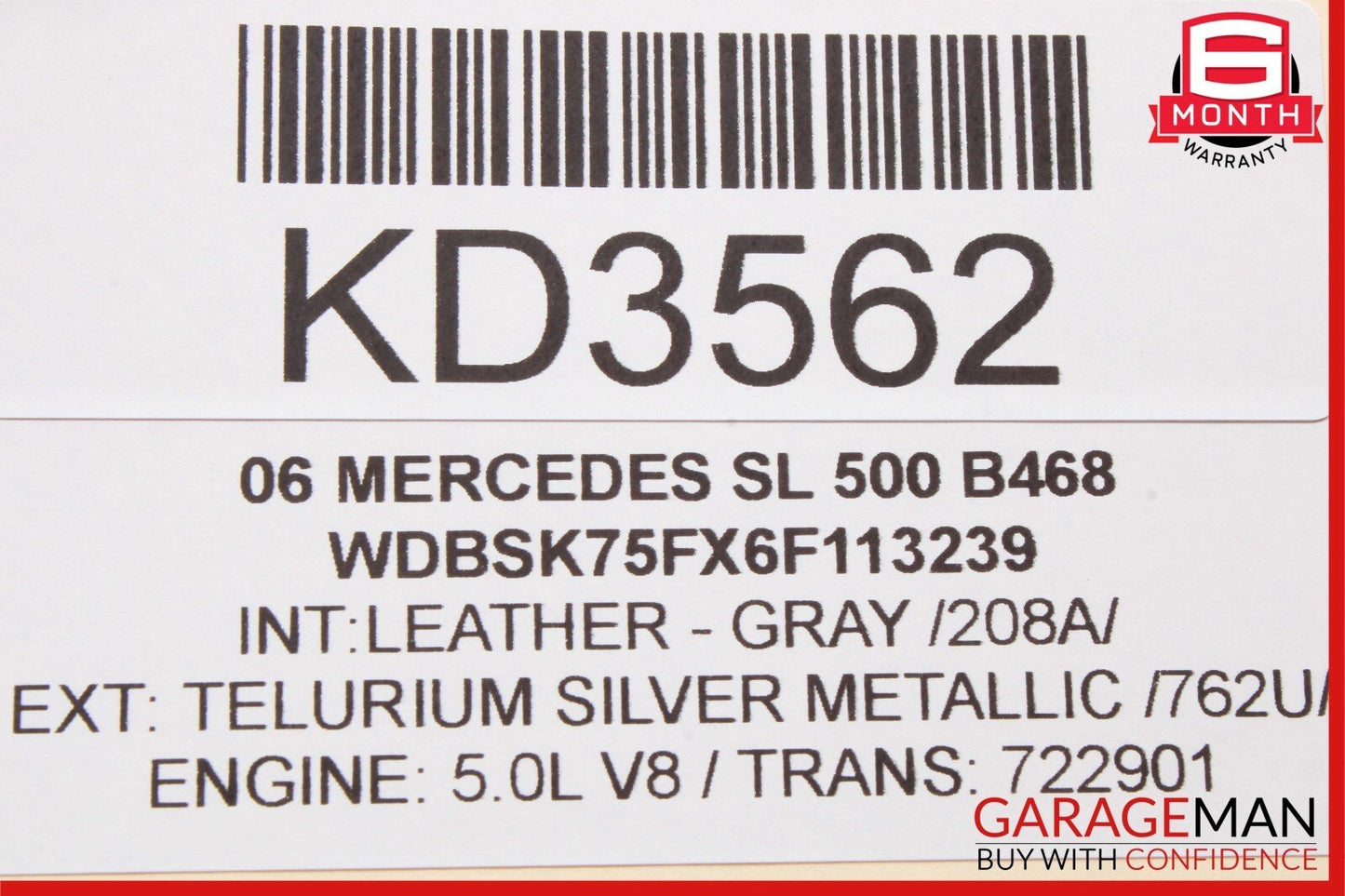 03-08 Mercedes R230 SL500 Rear Right Seat Belt Retractor Luggage w/ Speaker Gray