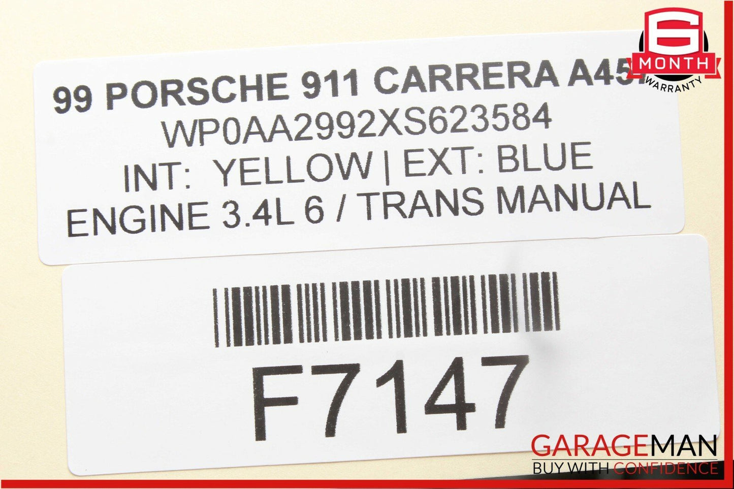 99-05 Porsche Carrera 911 996 Coupe Rear Left Driver Side B Pillar Trim Panel