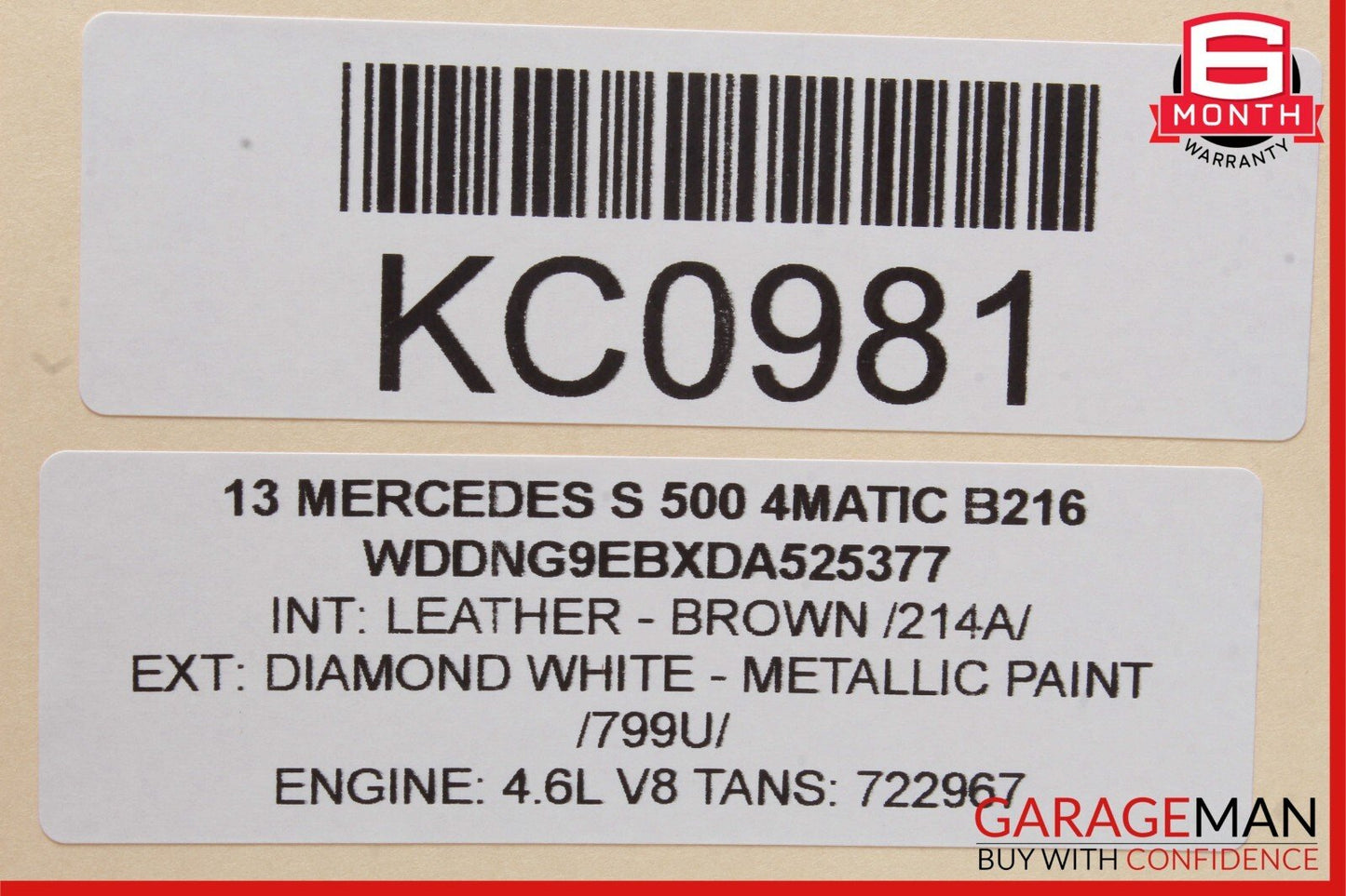 07-14 Mercedes CL600 S63 S550 CL550 Trunk Release Remote Open Close Module Unit