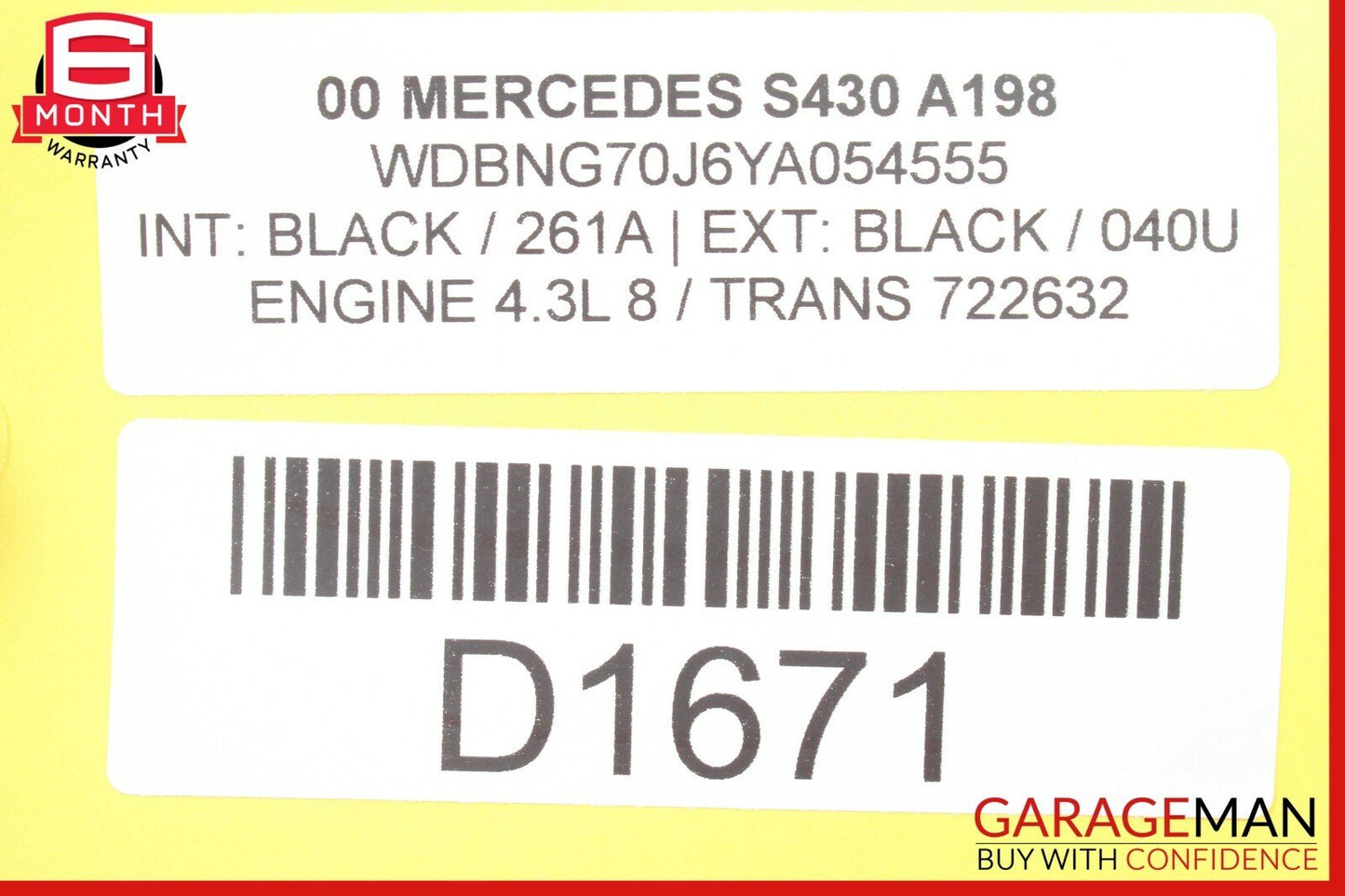 00-02 Mercedes W220 S430 Front Right Passenger Side Headlight Lamp Halogen OEM