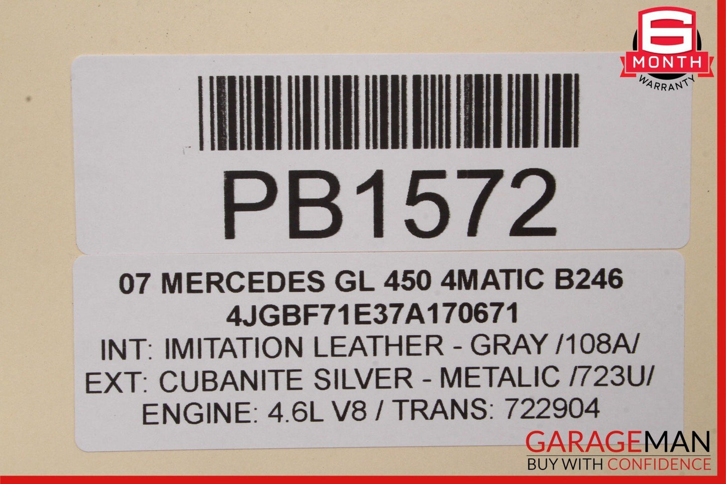 07-12 Mercedes X164 GL450 GL550 Front Right Side Bottom Lower Seat Cushion OEM