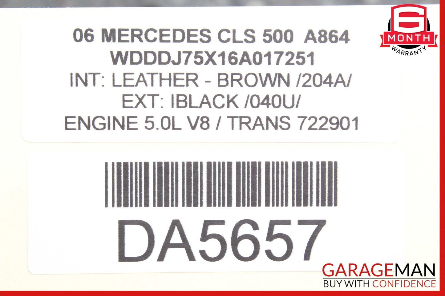 06-11 Mercedes W219 CLS500 Rear Right Passenger Interior Door Panel Beige OEM