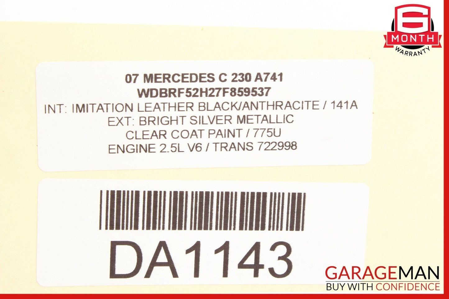 01-07 Mercedes W203 C230 C350 Rear Right Side Door Window Regulator Motor Unit