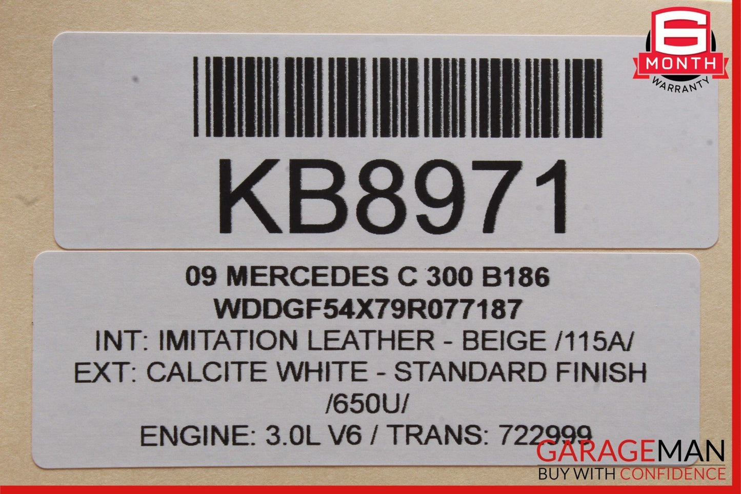 08-14 Mercedes W204 C300 C350 Front Right Side Sun Visor Sunvisor Shade Beige