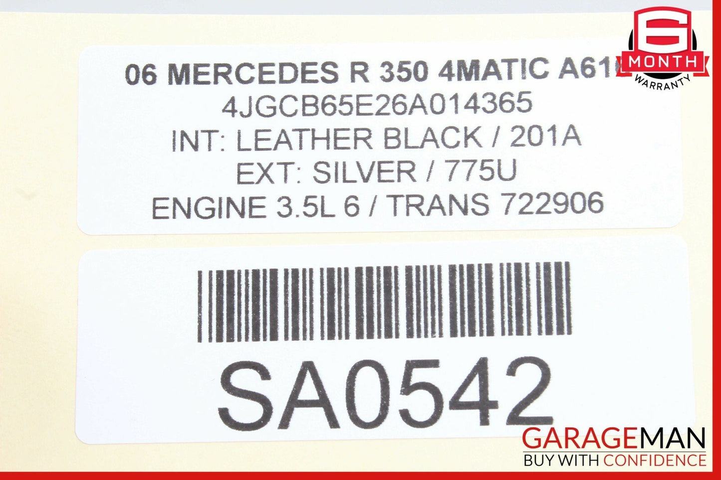 06-13 Mercedes W251 R350 R550 Rear Right Side Quarter Window Motor OEM