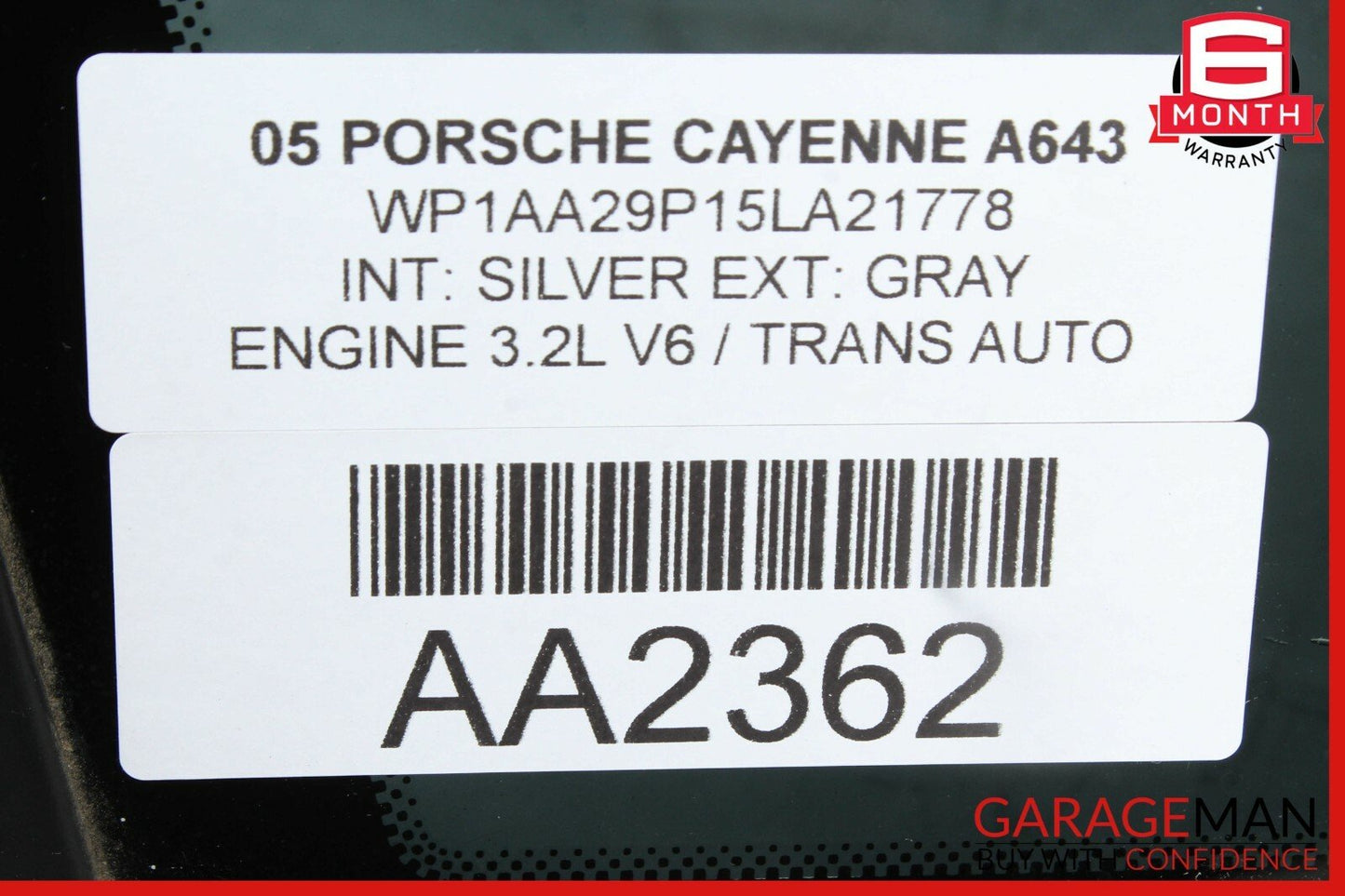 03-06 Porsche Cayenne 955 958 Rear Left Driver Side Quarter Window Glass OEM