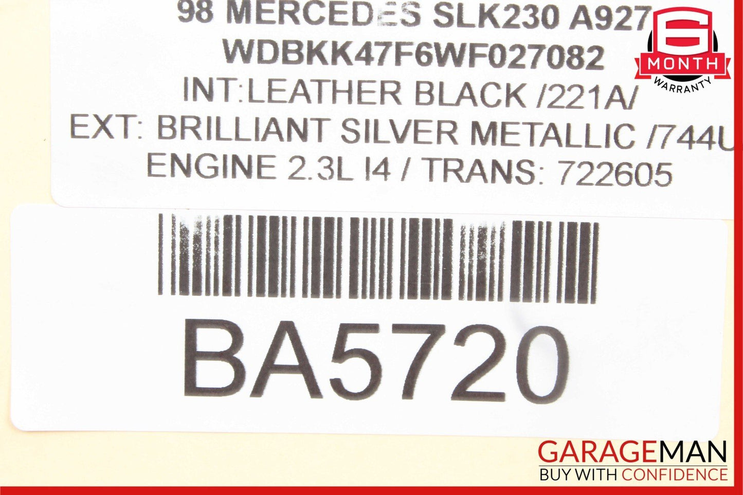 97-00 Mercedes R170 SLK230 Front Left Side Seat Belt Seatbelt Retractor Black