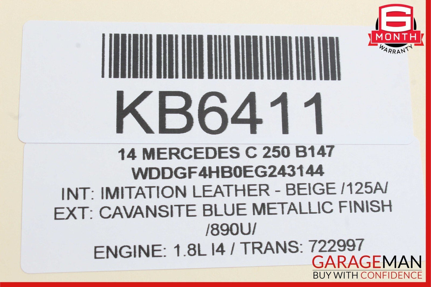 08-14 Mercedes W204 C250 C350 Top Upper Rear View Mirror Assembly Beige