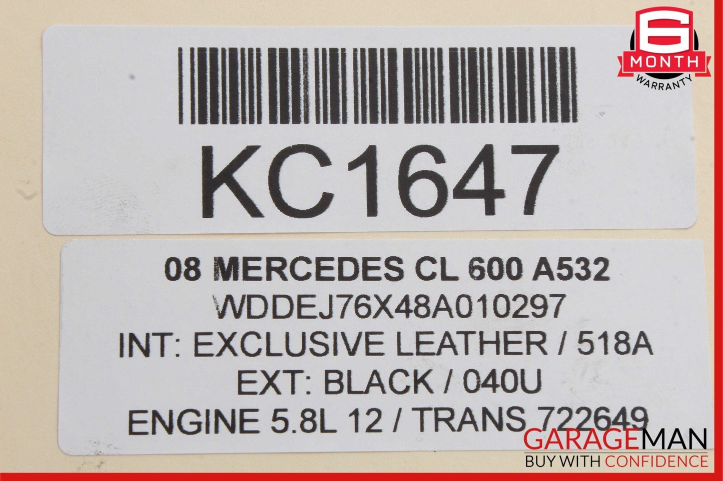 07-13 Mercedes W216 CL600 S600 V12 Rear Left or Right Axle CV Half Shaft RWD OEM