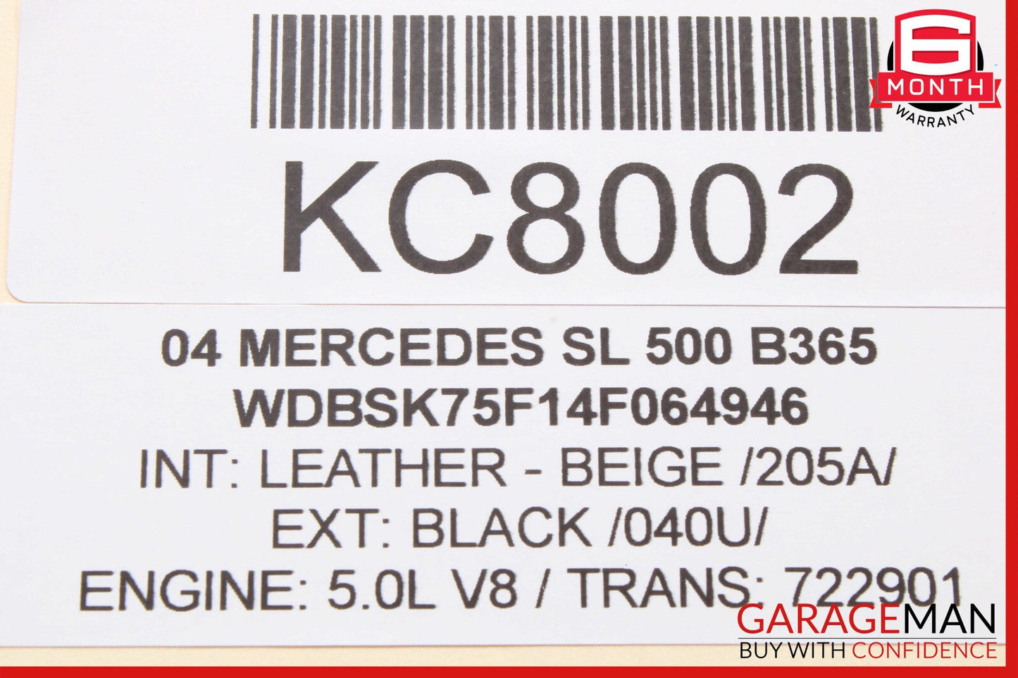 03-11 Mercedes R230 SL500 Right Side Convertible Roof Load Assist Cylinder OEM