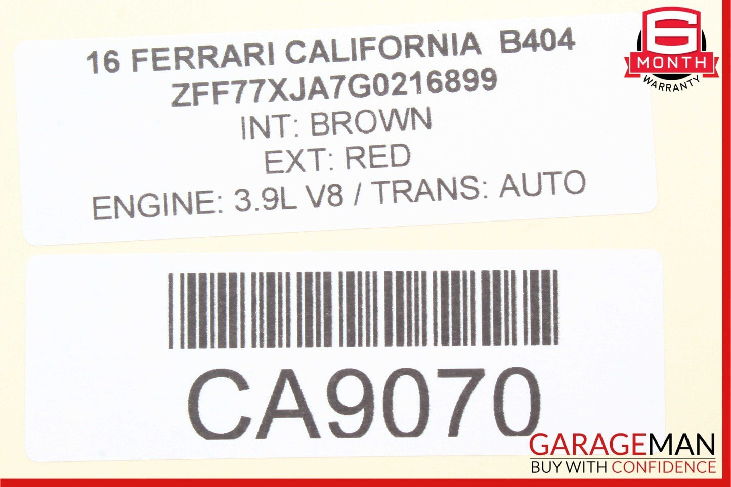 15-18 Ferrari California T Left Driver Side Pipe to Intercooler 310125 OEM