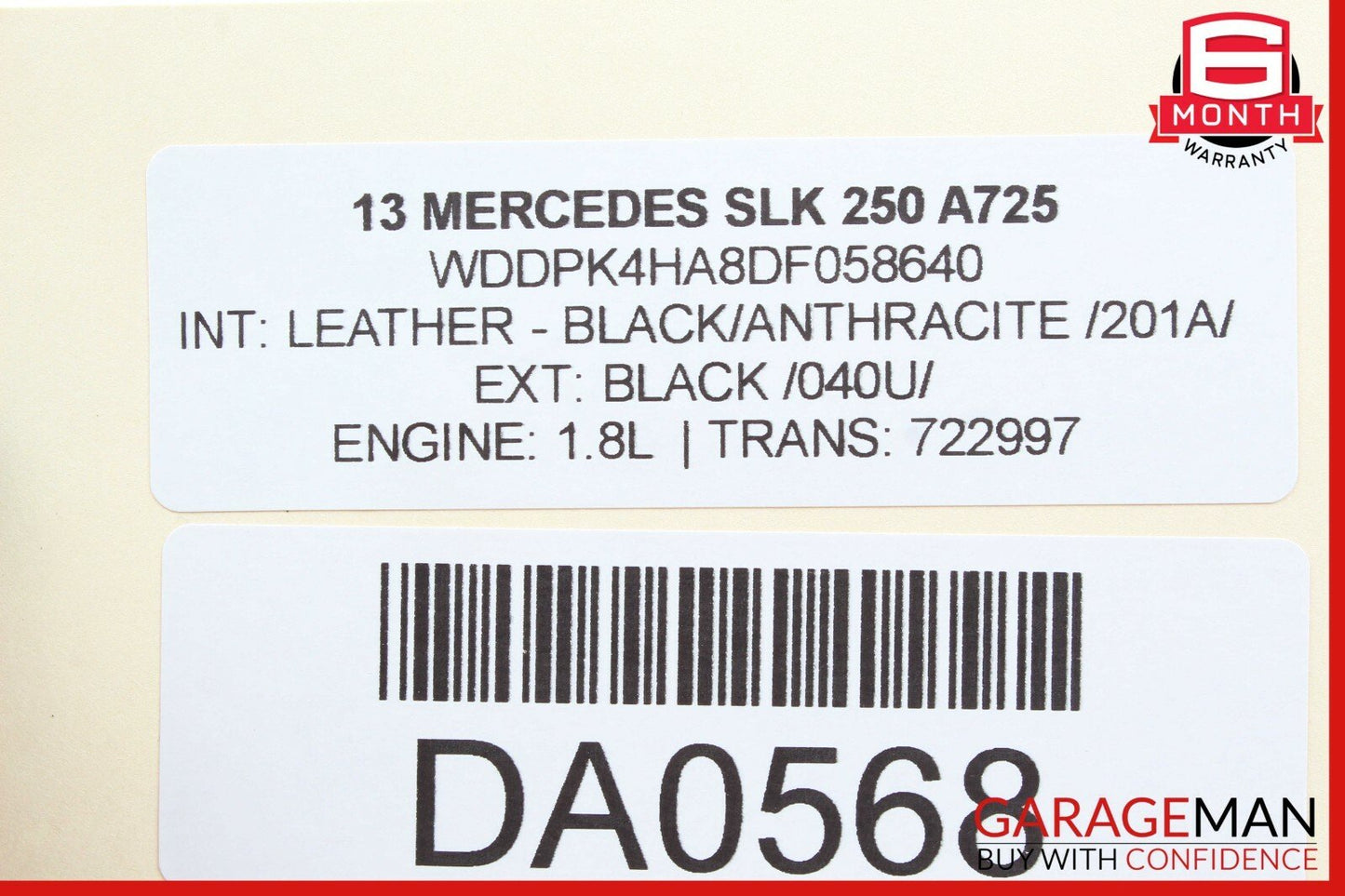 12-20 Mercedes R172 SLK350 SLC300 Convertible Trunk Right Lift Assist Cylinder