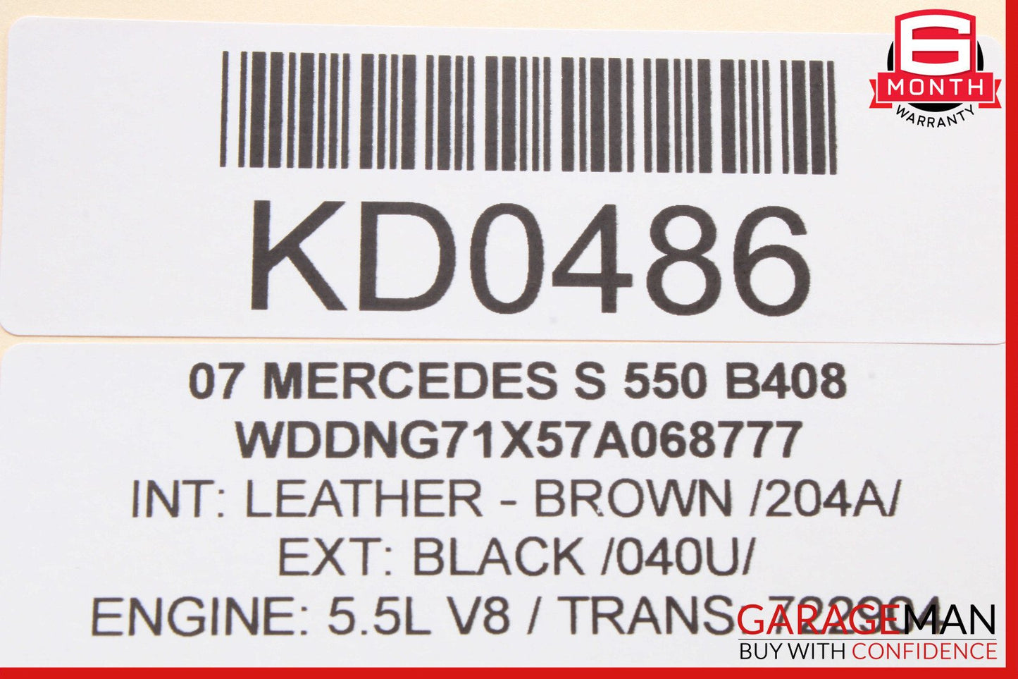 Mercedes CL600 S63 AMG Front Right Side Sun Visor Shade Sunvisor Brown OEM